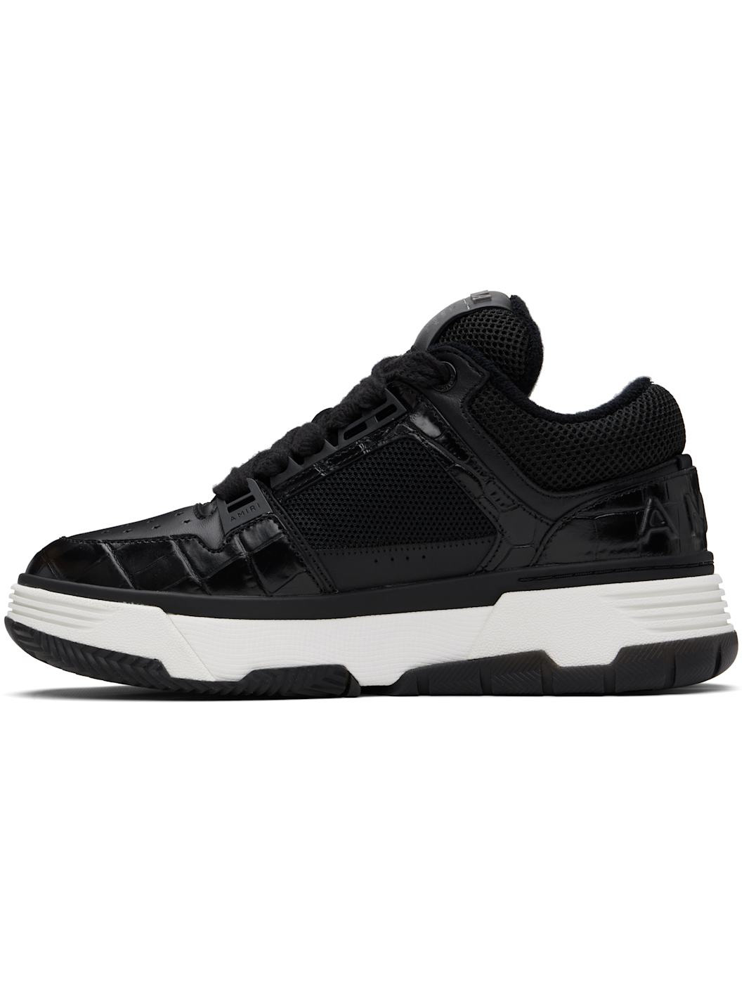 Black Croc Debossed MA-1 Sneakers - 3
