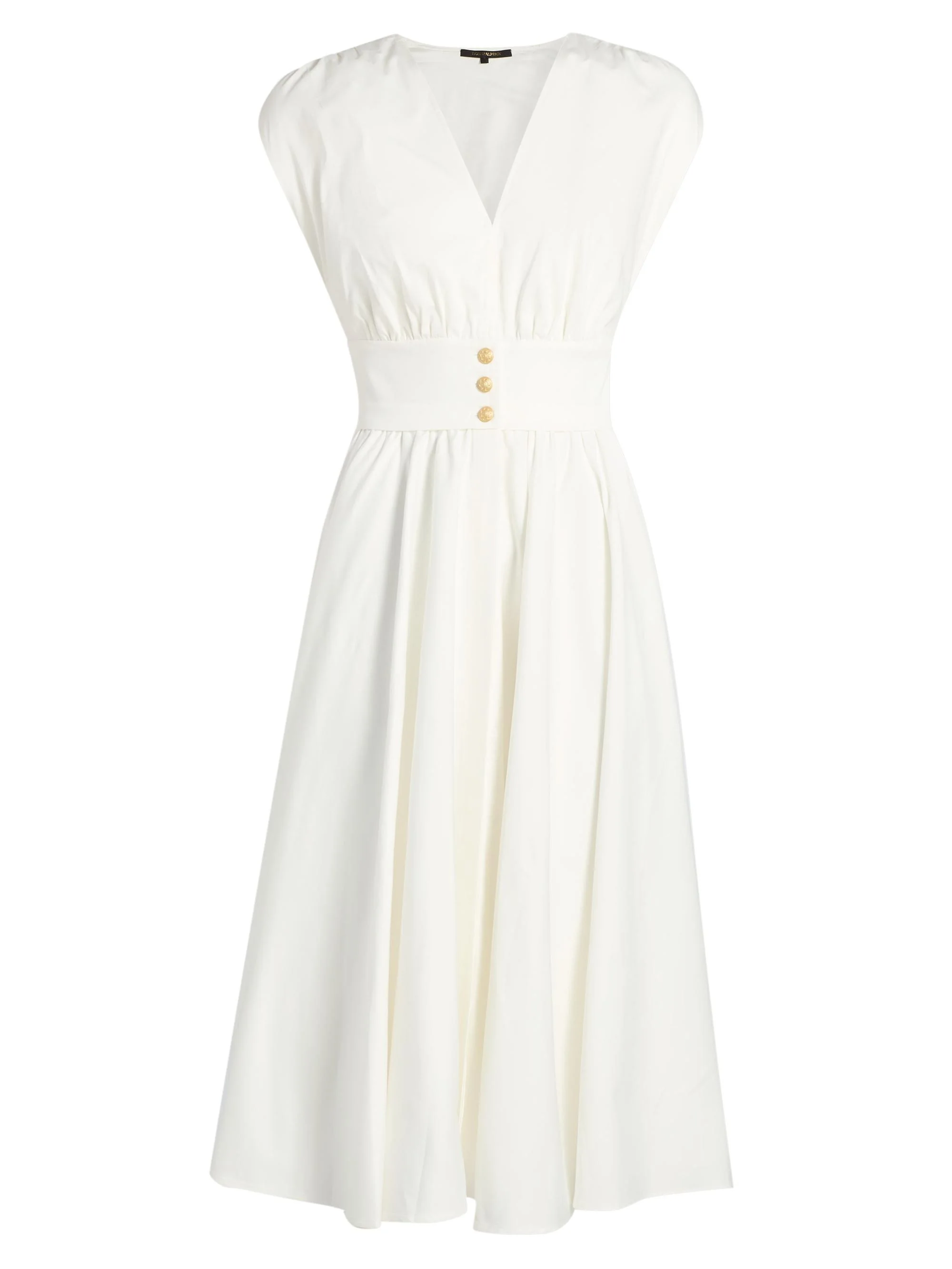 Women's Rose Draped Button-Front Midi-Dress - White - 1