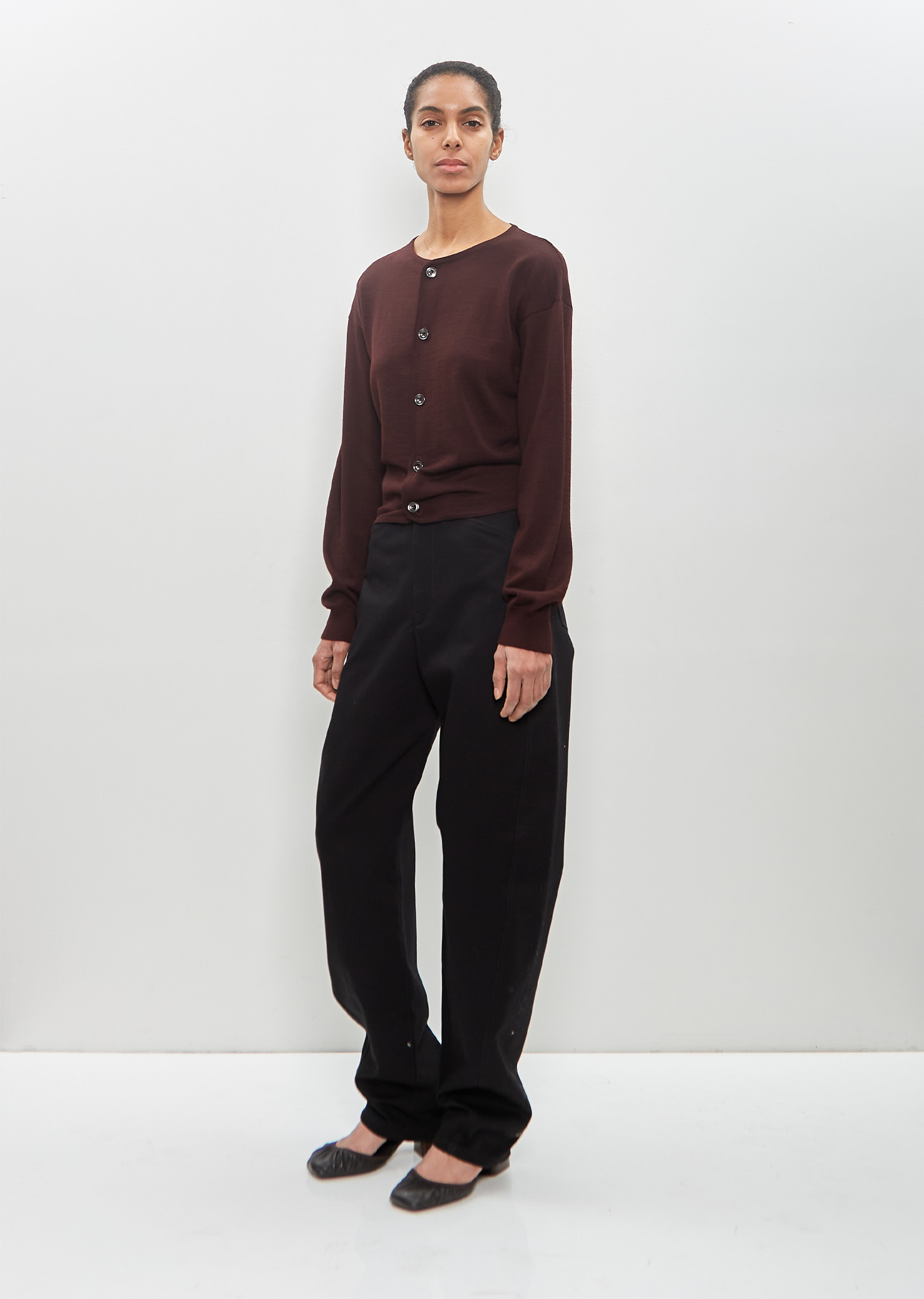 Cotton Five Pocket Twisted Pants — Black - 4