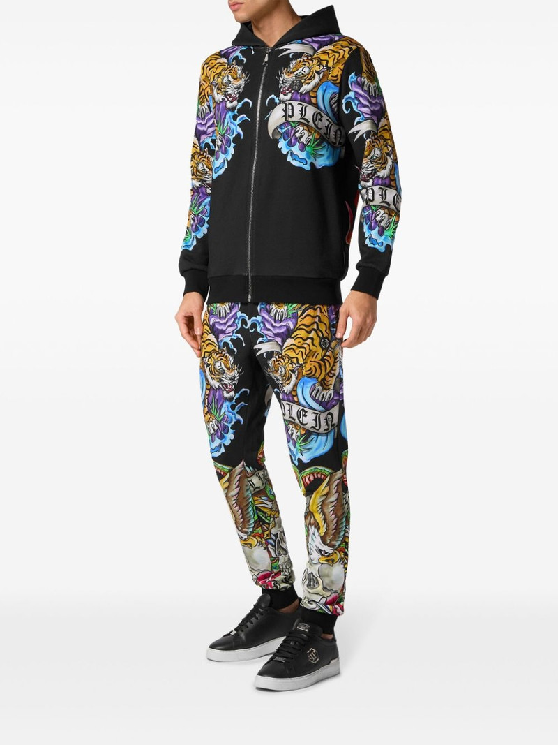 PHILIPP PLEIN tattoo-print zip-up hoodie outlook