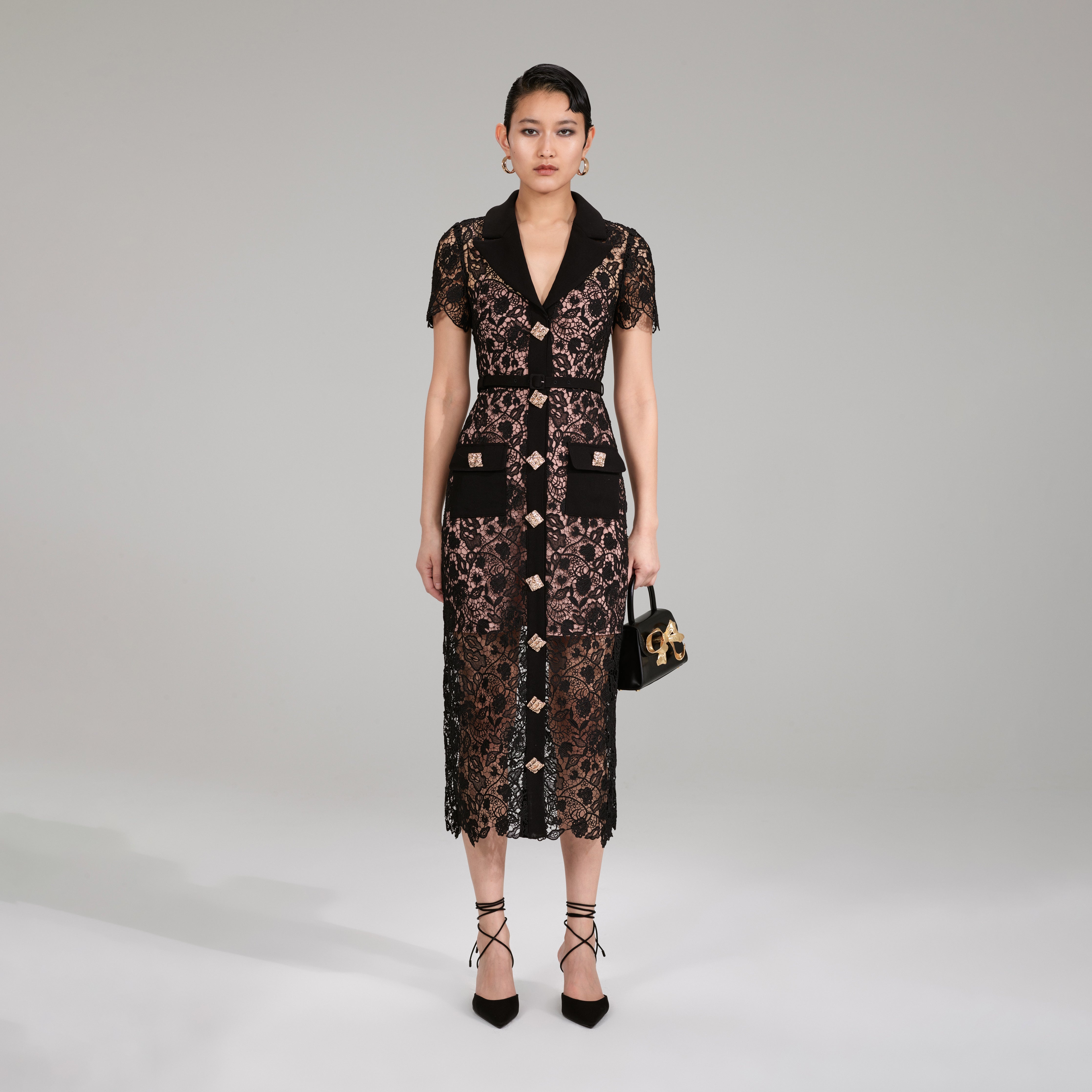 bebop black lace dress Black lace dress with bow main image 1