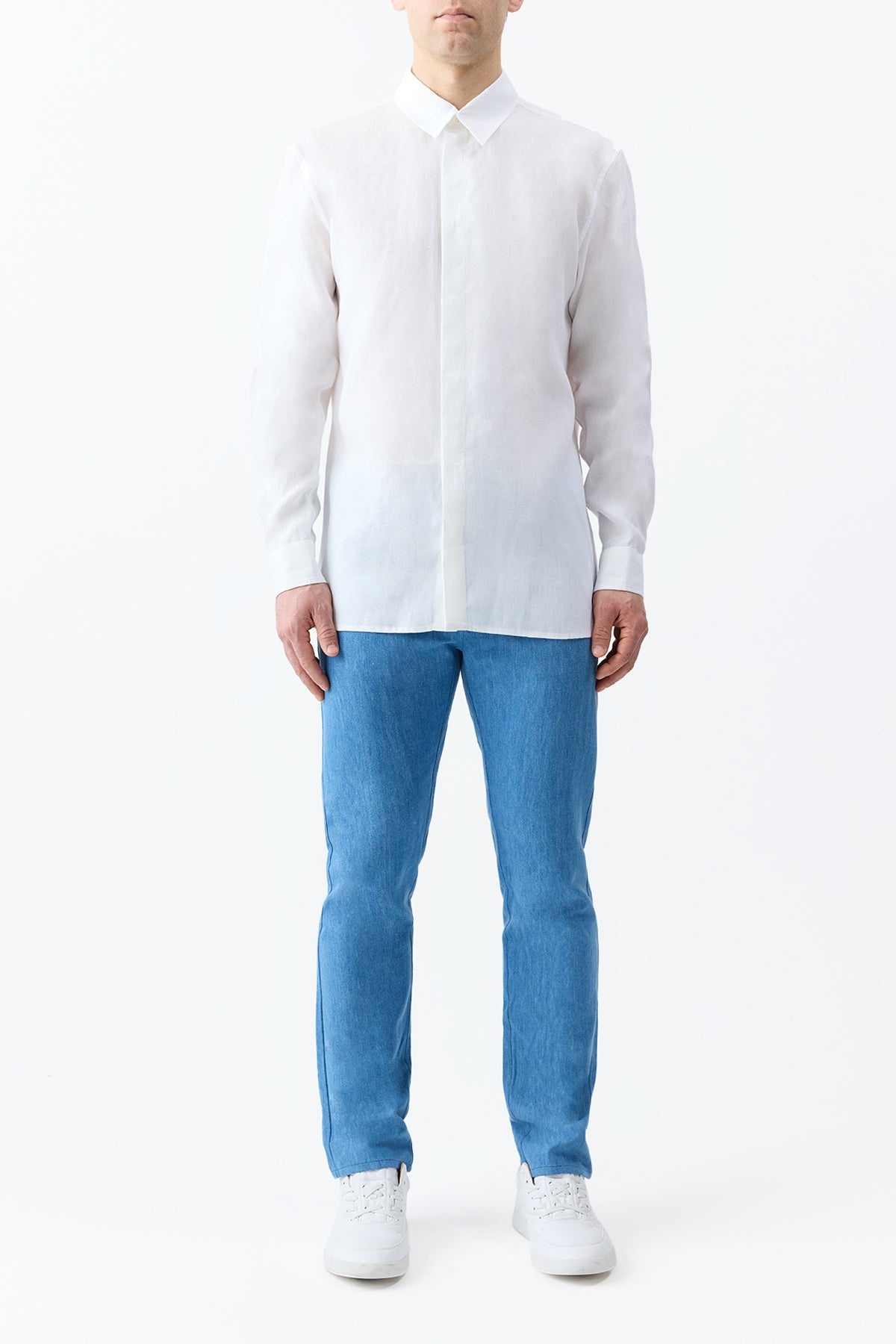 Nicolas Shirt in White Aloe Linen - 3