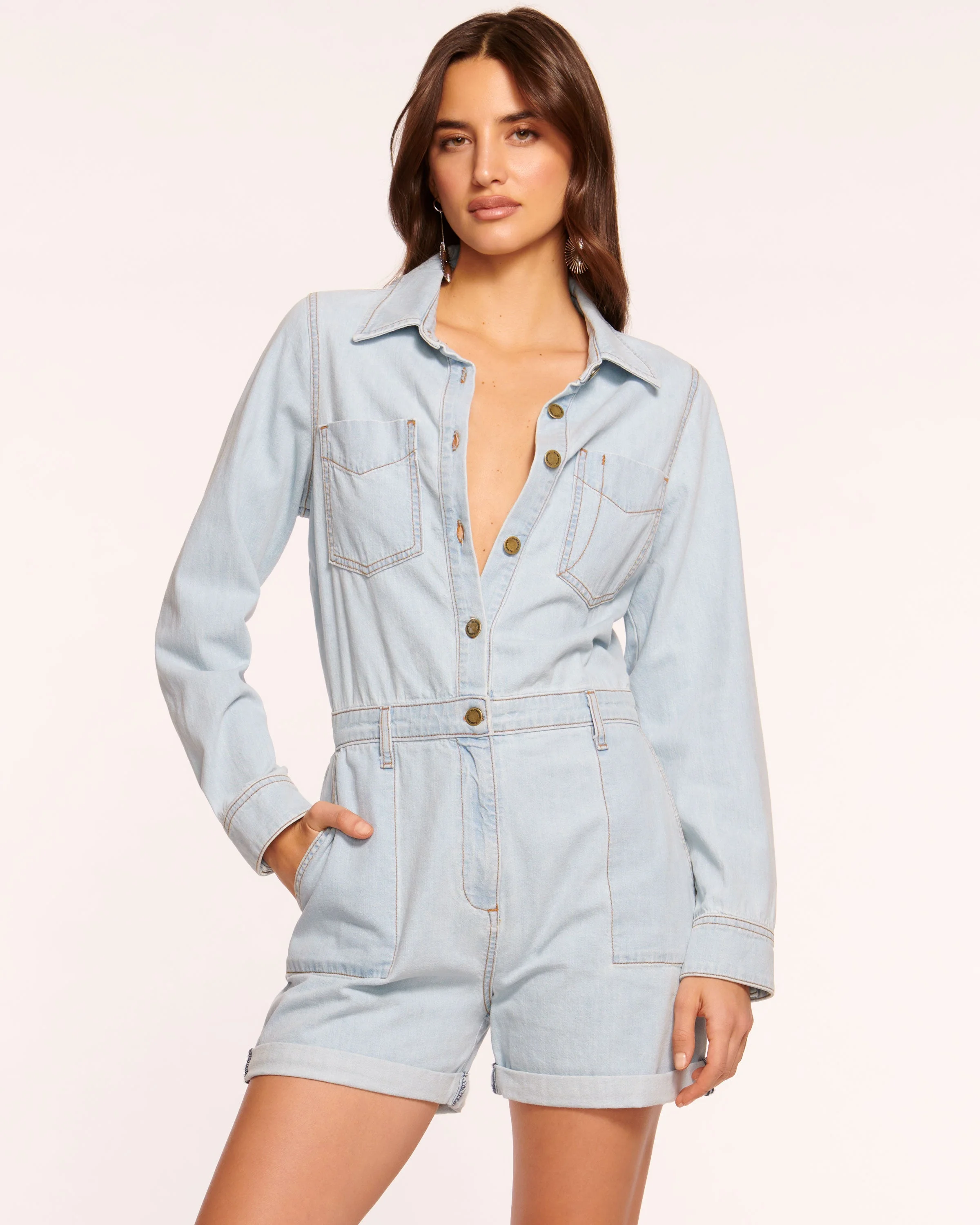 Lavinia Relaxed Denim Romper - 1