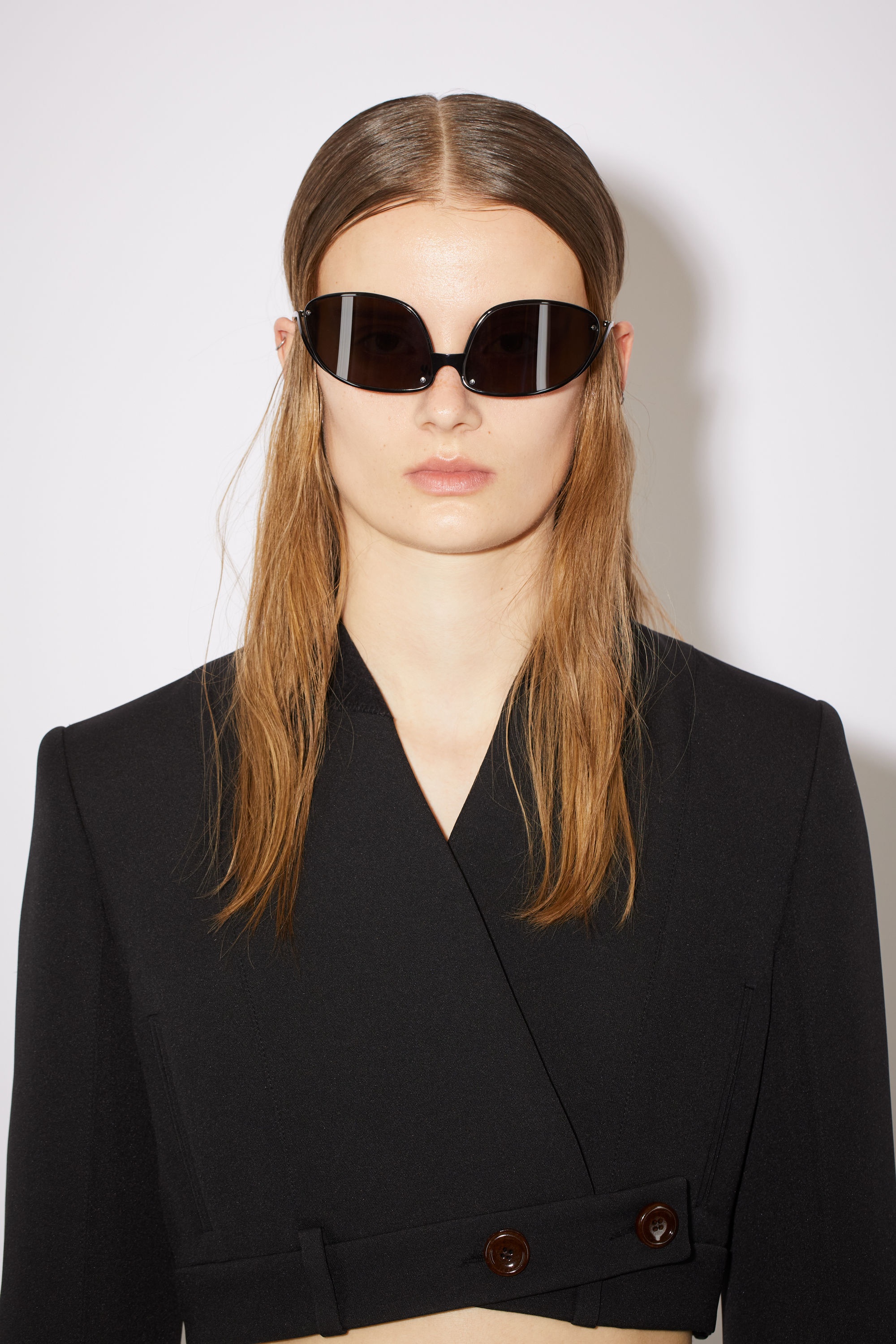Cropped suit jacket - Black - 6