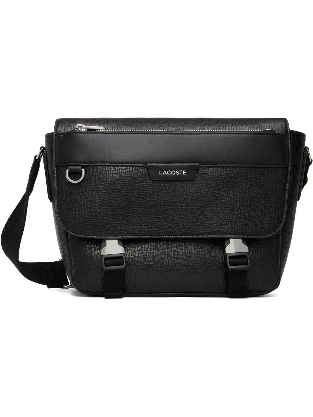 Black Ossian Flap Close Leather Satchel - 1