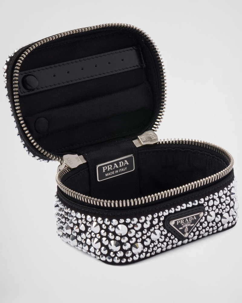 Satin jewelry beauty case with crystals 3