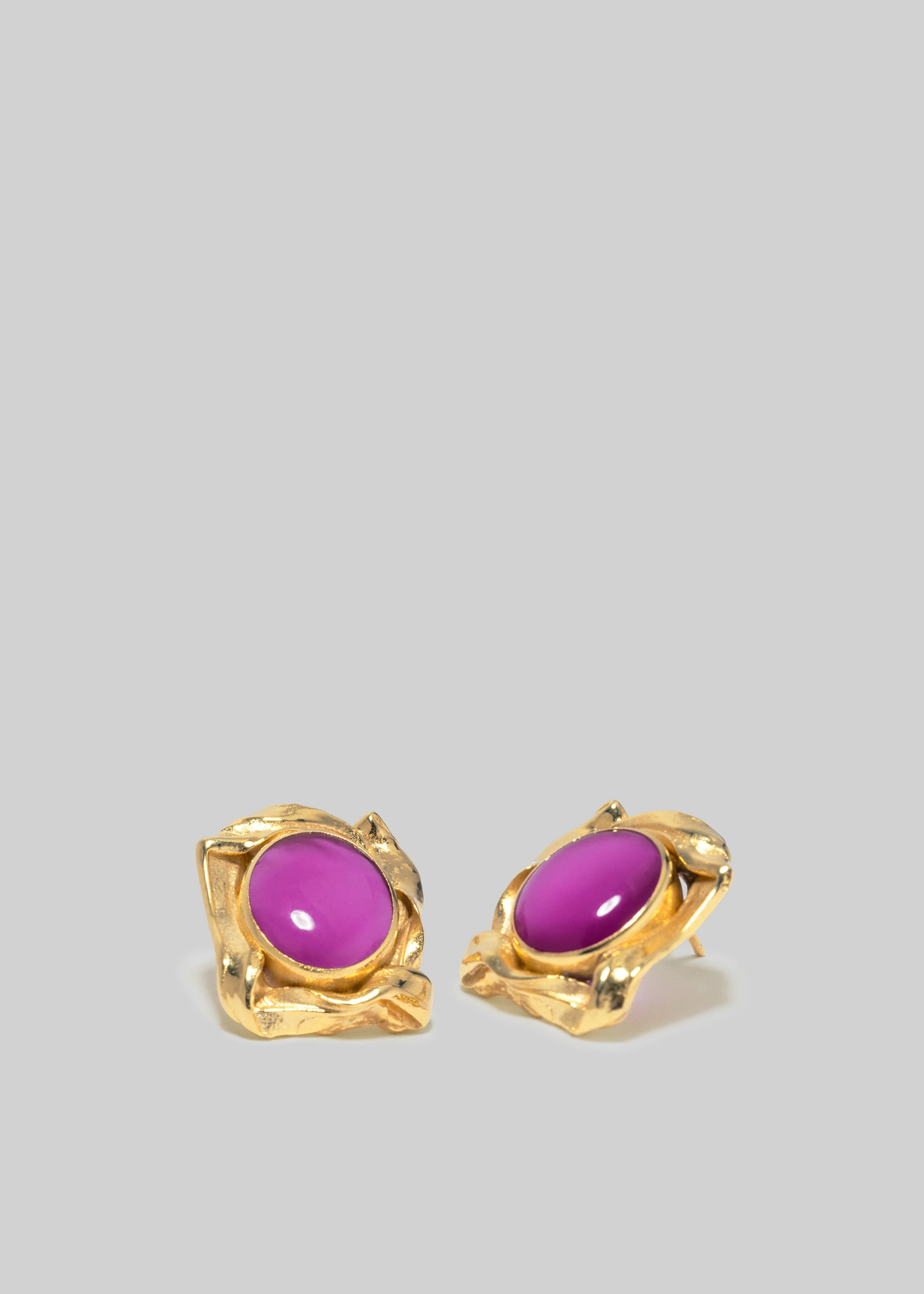 Completedworks Gold Pleated and Resin Earrings - Pink - 1
