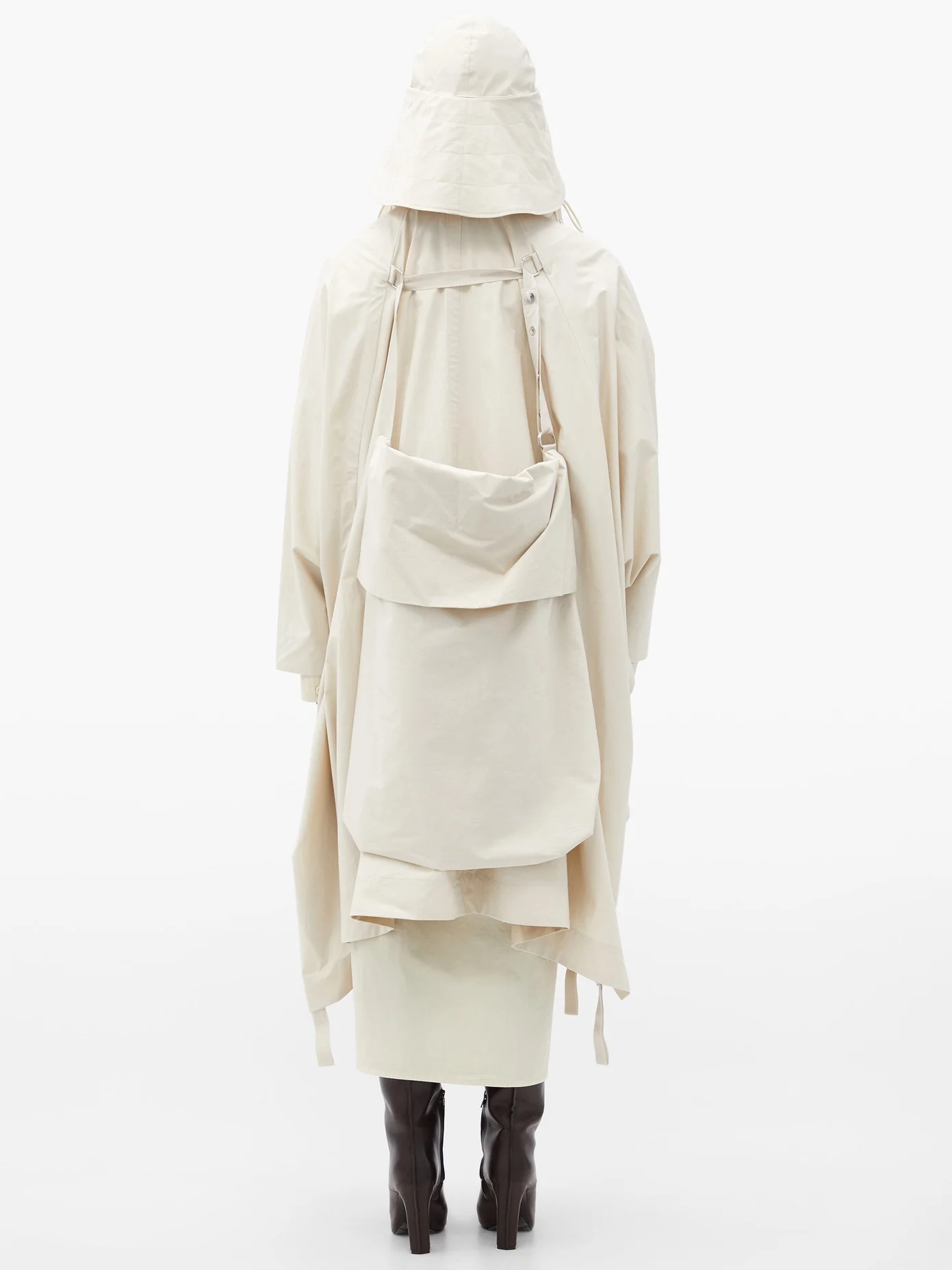 Hooded cotton-canvas cape coat - 5