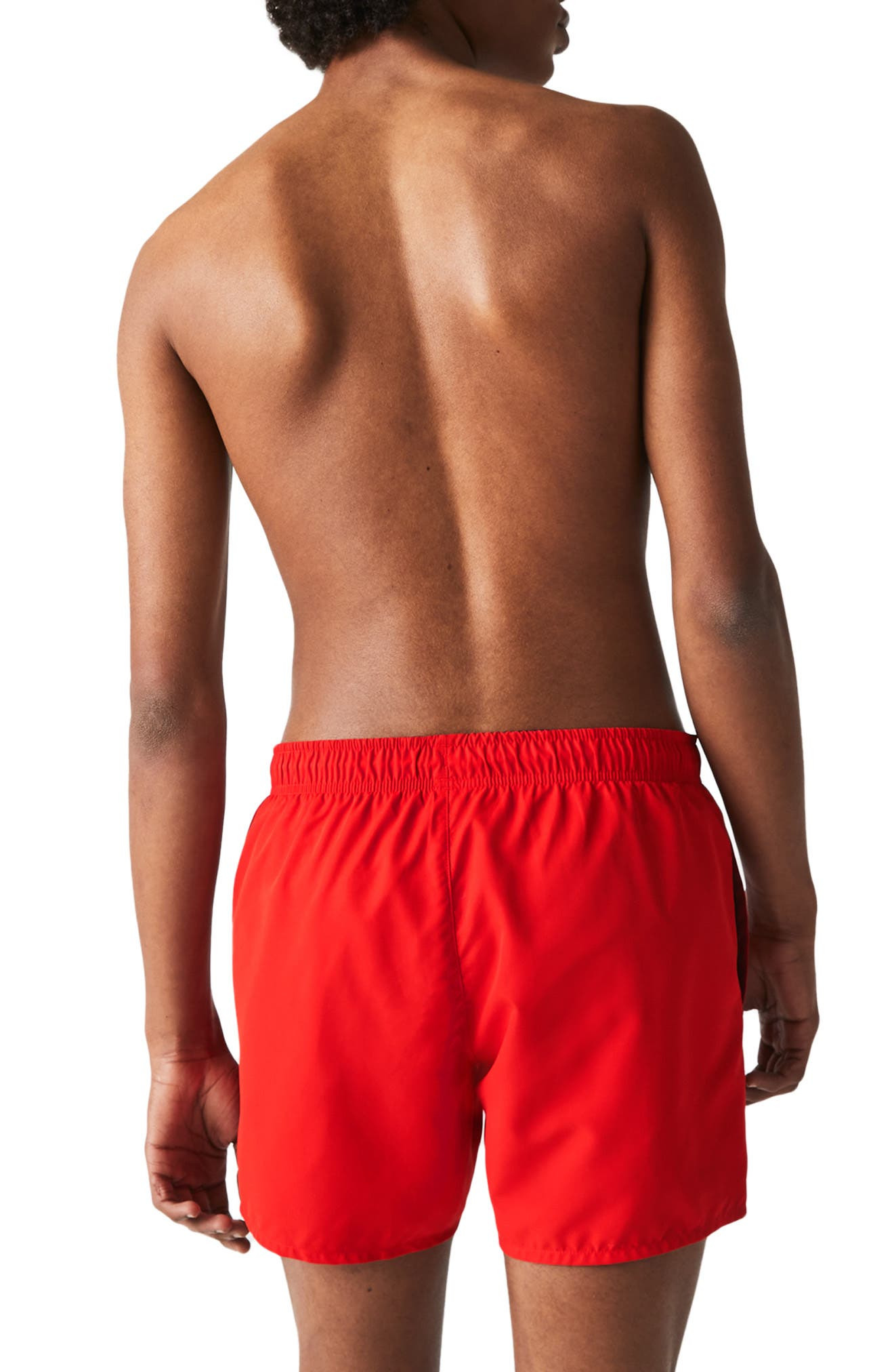 Lacoste Recycled Polyester Swim Trunks in 528 Red/Navy Blue at Nordstrom - 2