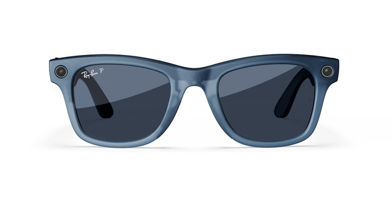 Ray-Ban Meta Wayfarer (Gen 1), Matte Jeans Transparent / Dusty Blue Polarized, Standard 1