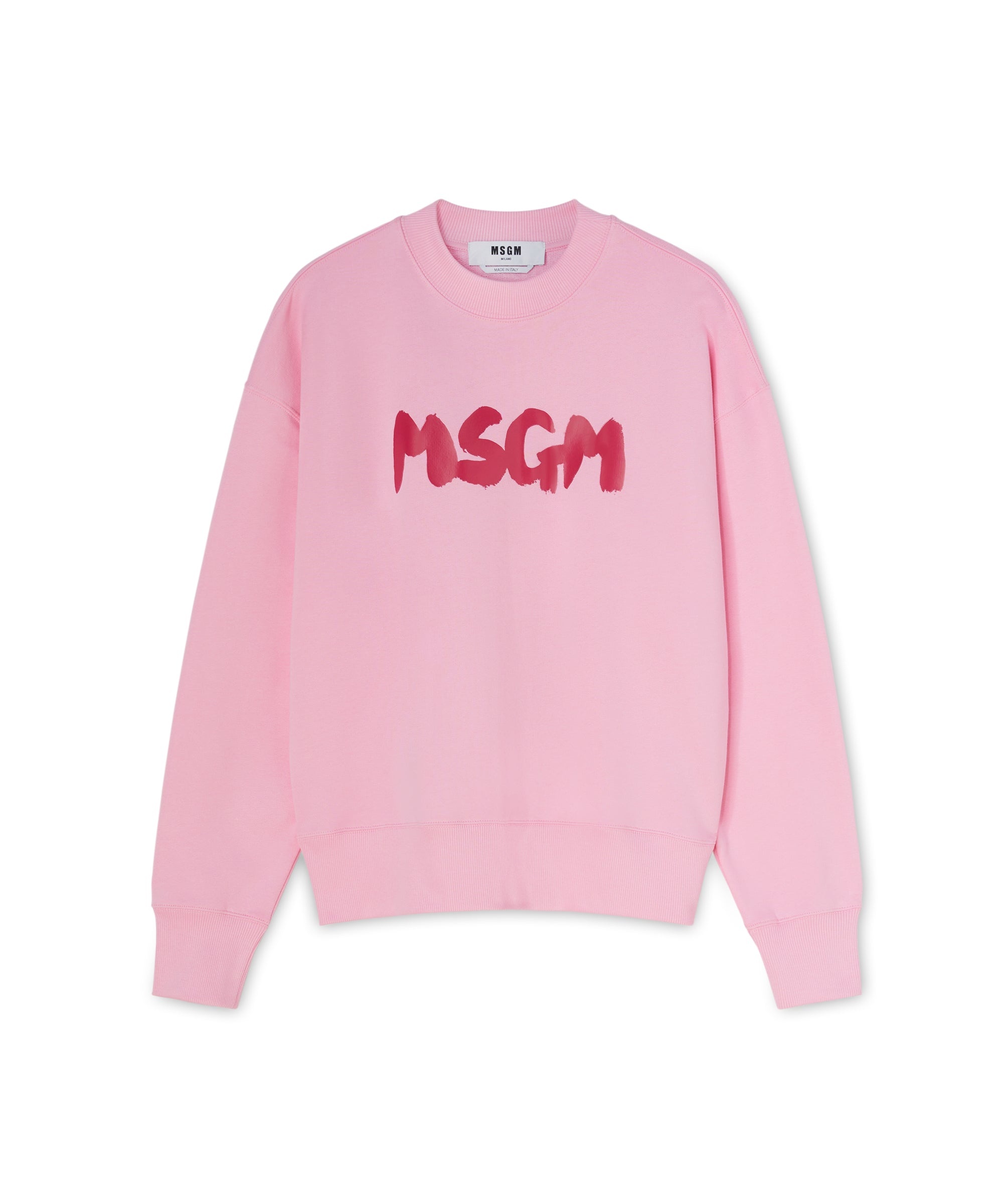 Cotton crewneck sweatshirt with brushstroke logo - 1