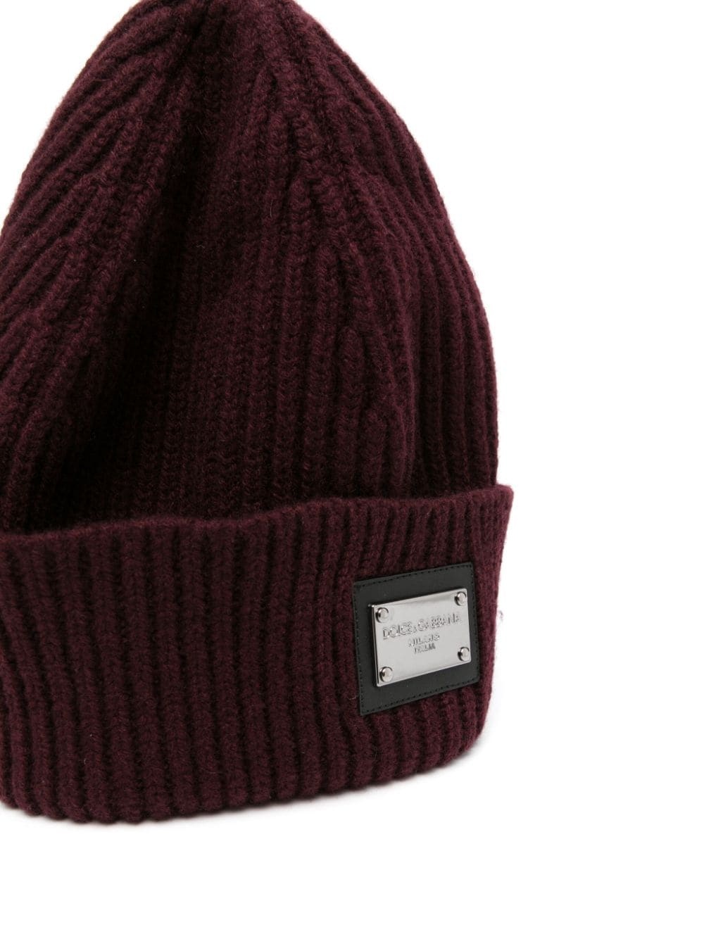 logo-plaque ribbed beanie - 2