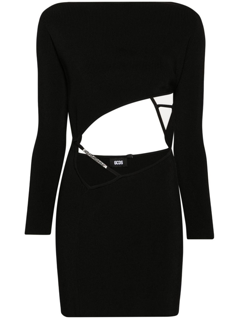 asymmetric fine-ribbed minidress 1