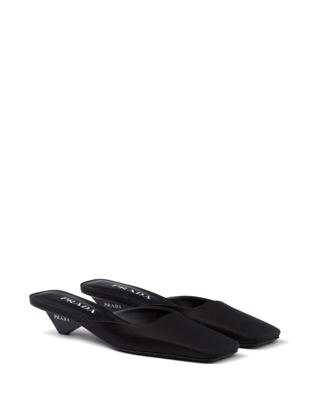 square-toe satin mules - 2