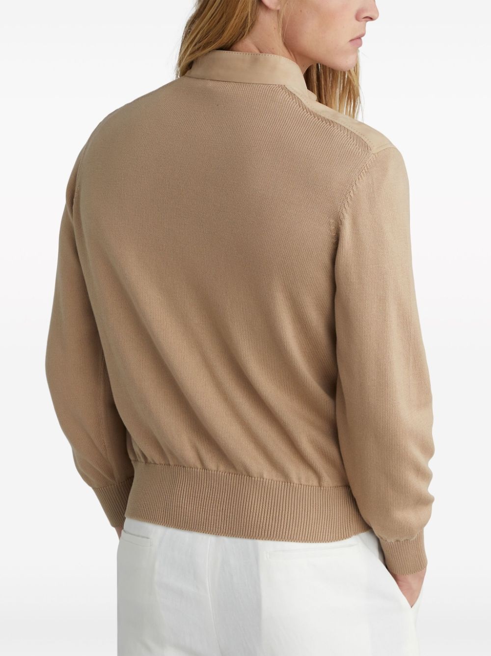panelled leather jacket - 3
