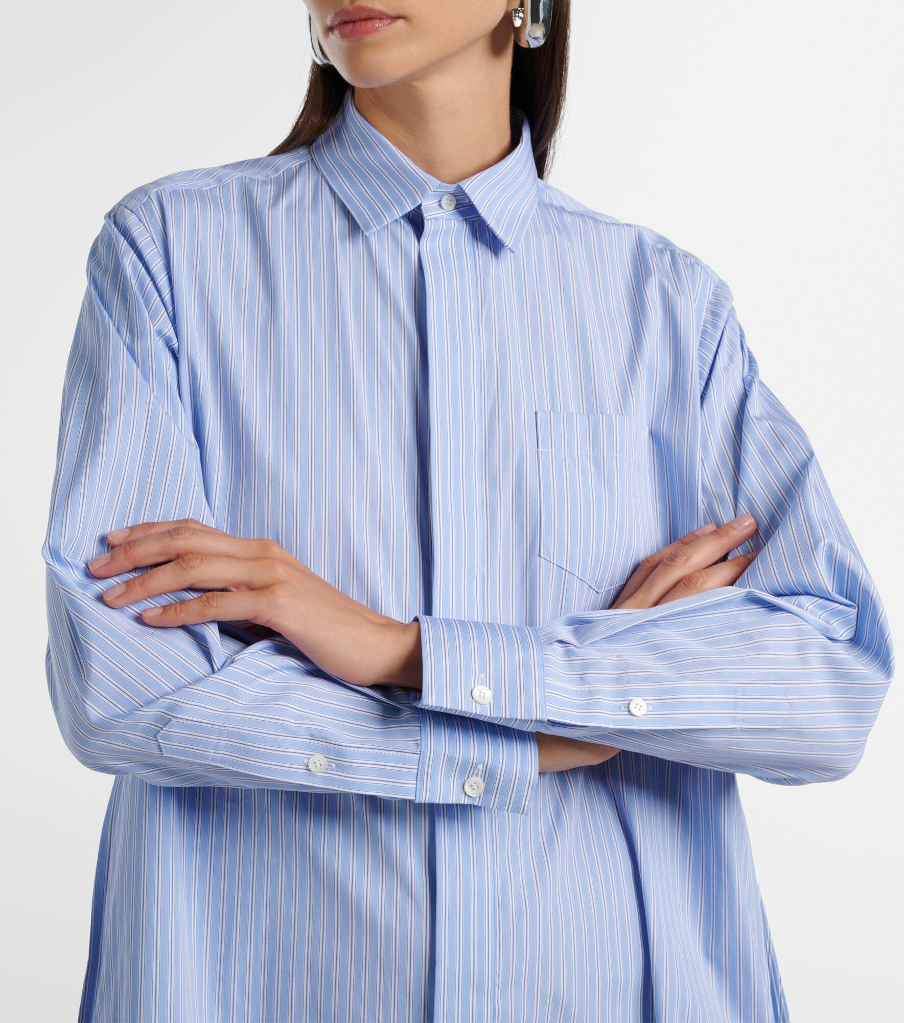 Striped cotton poplin shirt dress - 6