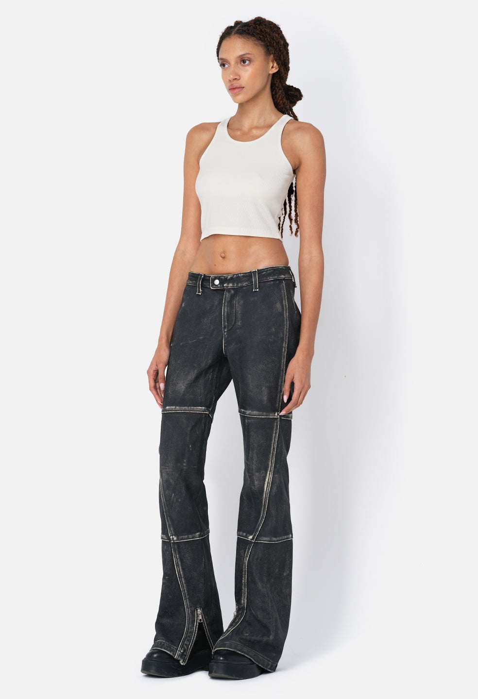 LEATHER BIKER PANTS - 3