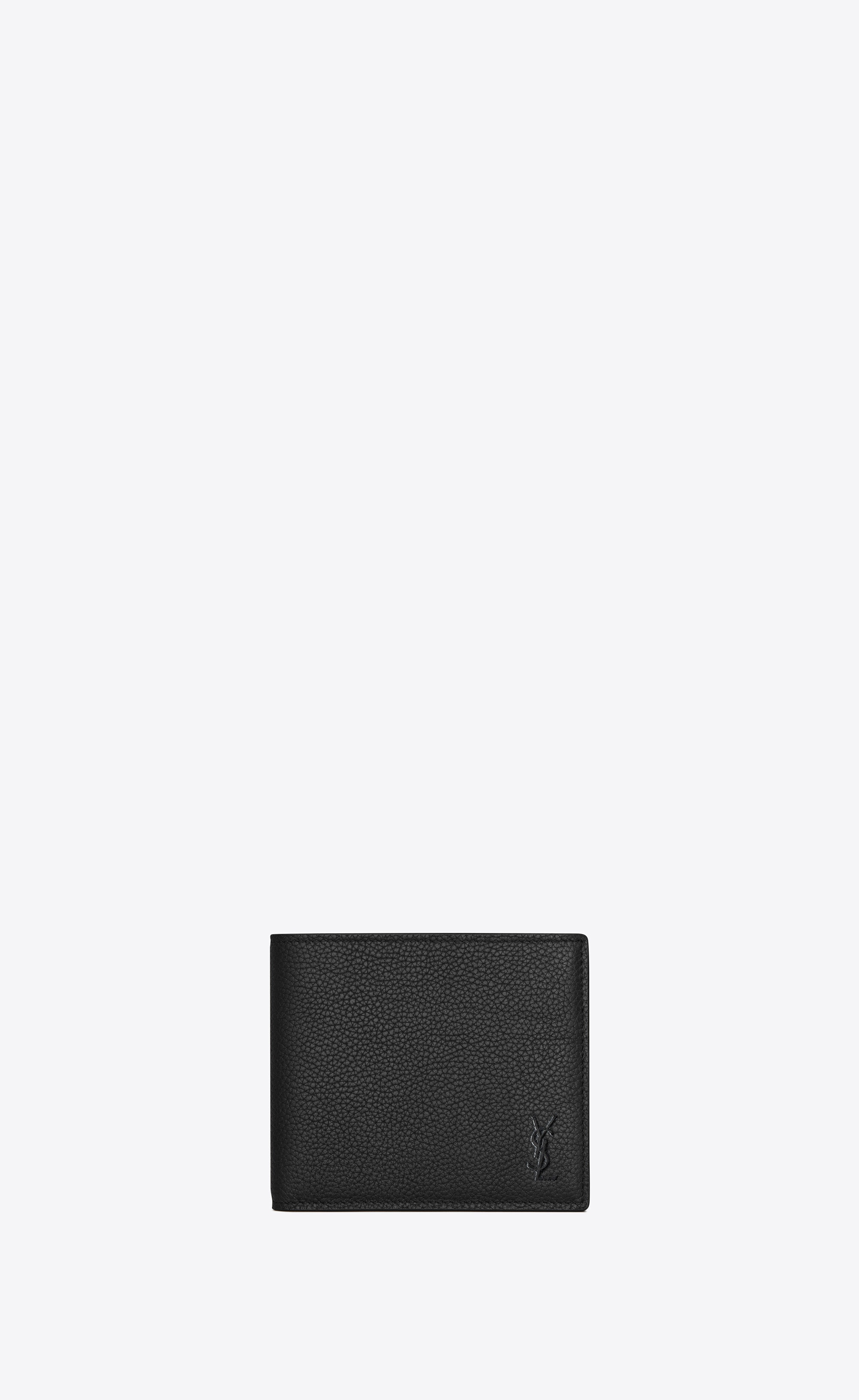 cassandre shadow saint laurent east/west wallet in grained leather - 1