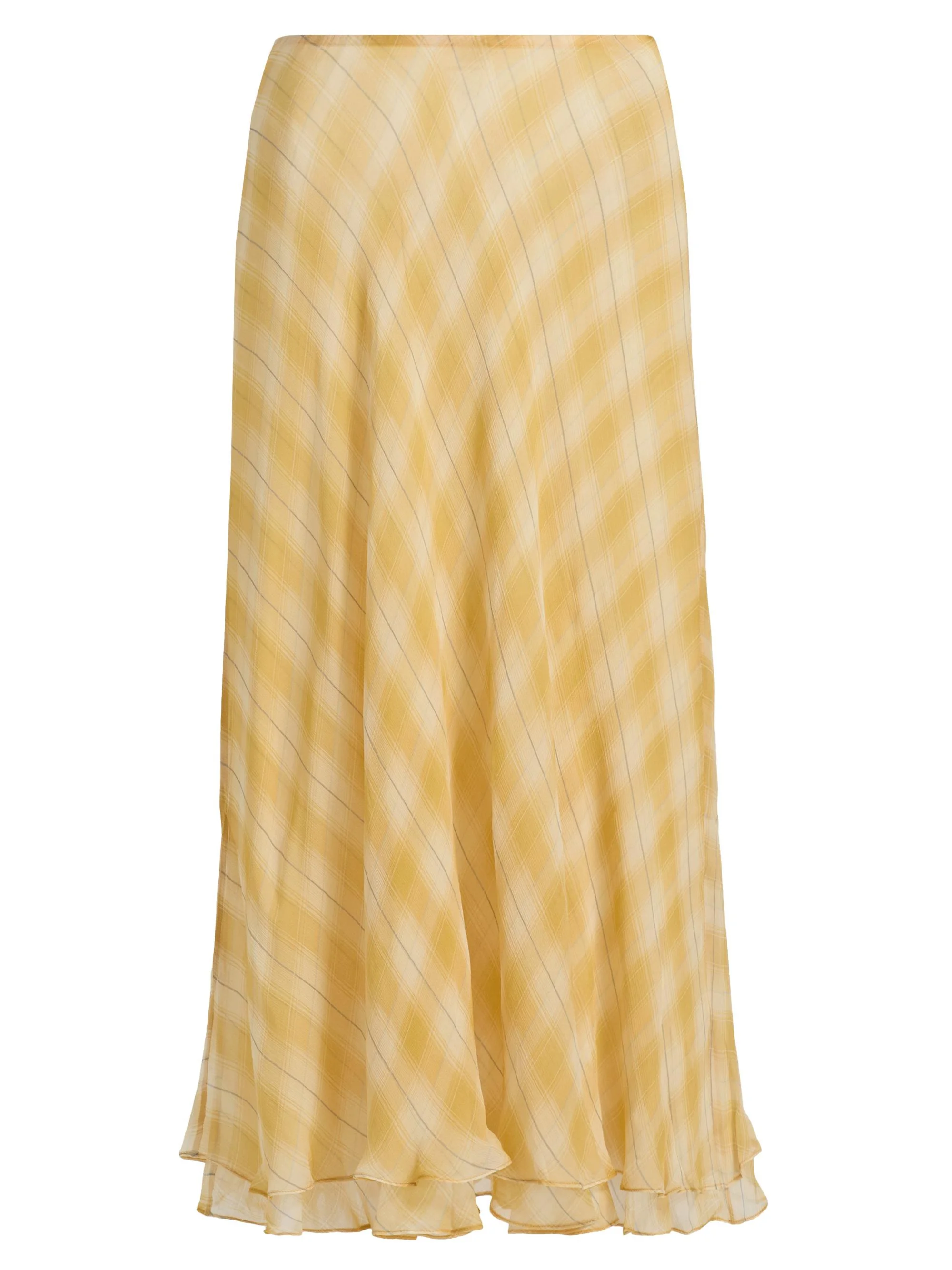 Women's Morrigan Shadow Plaid A-Line Maxi Skirt - Yellow Plaid - 1