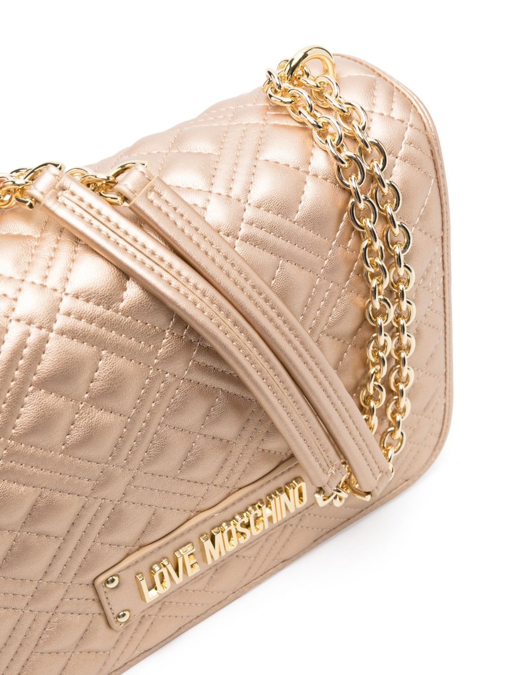 logo plaque quilted shoulder bag - 5