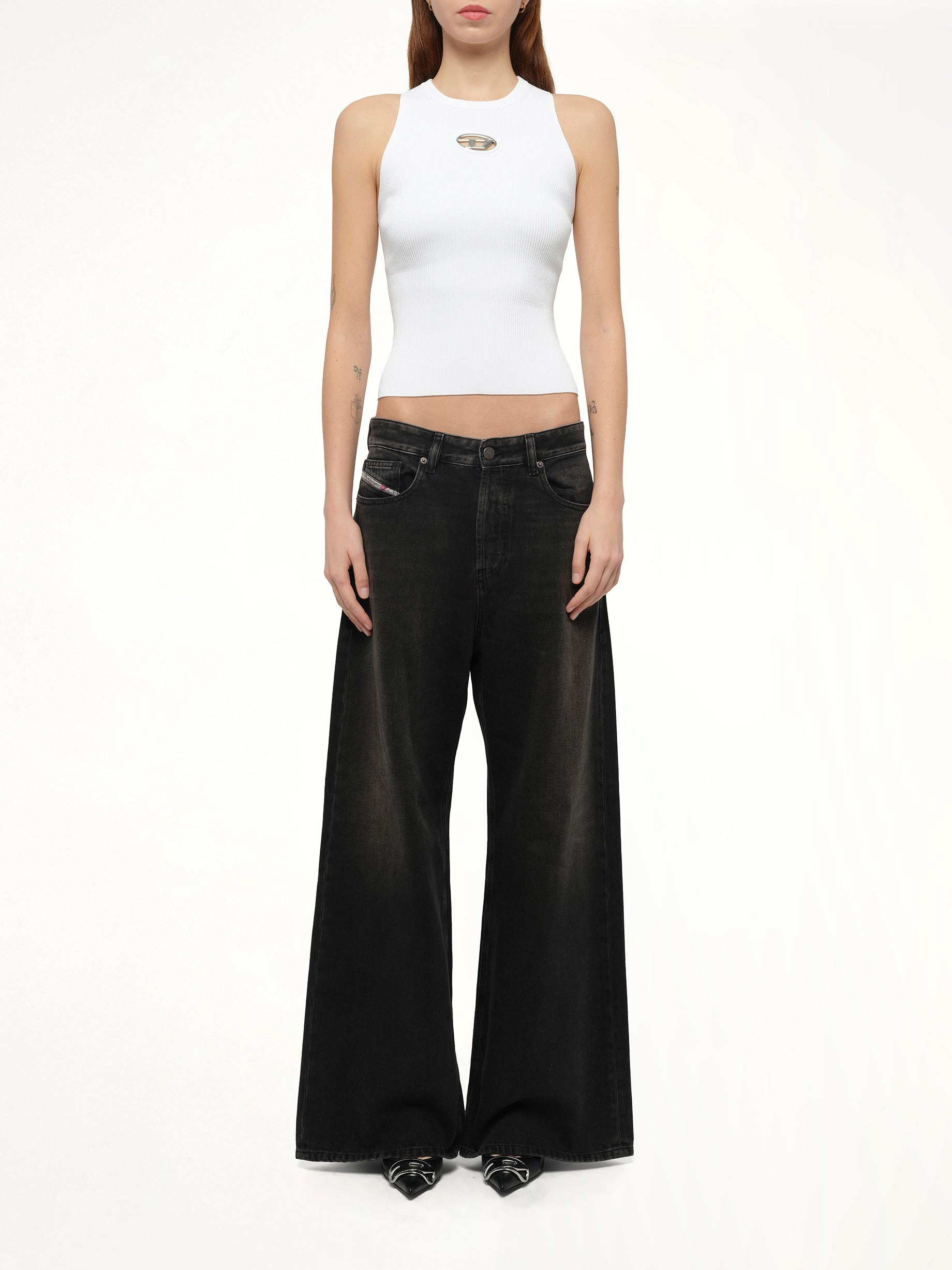 1996 D-SIRE Wide Jeans in Black/Dark Grey - 7