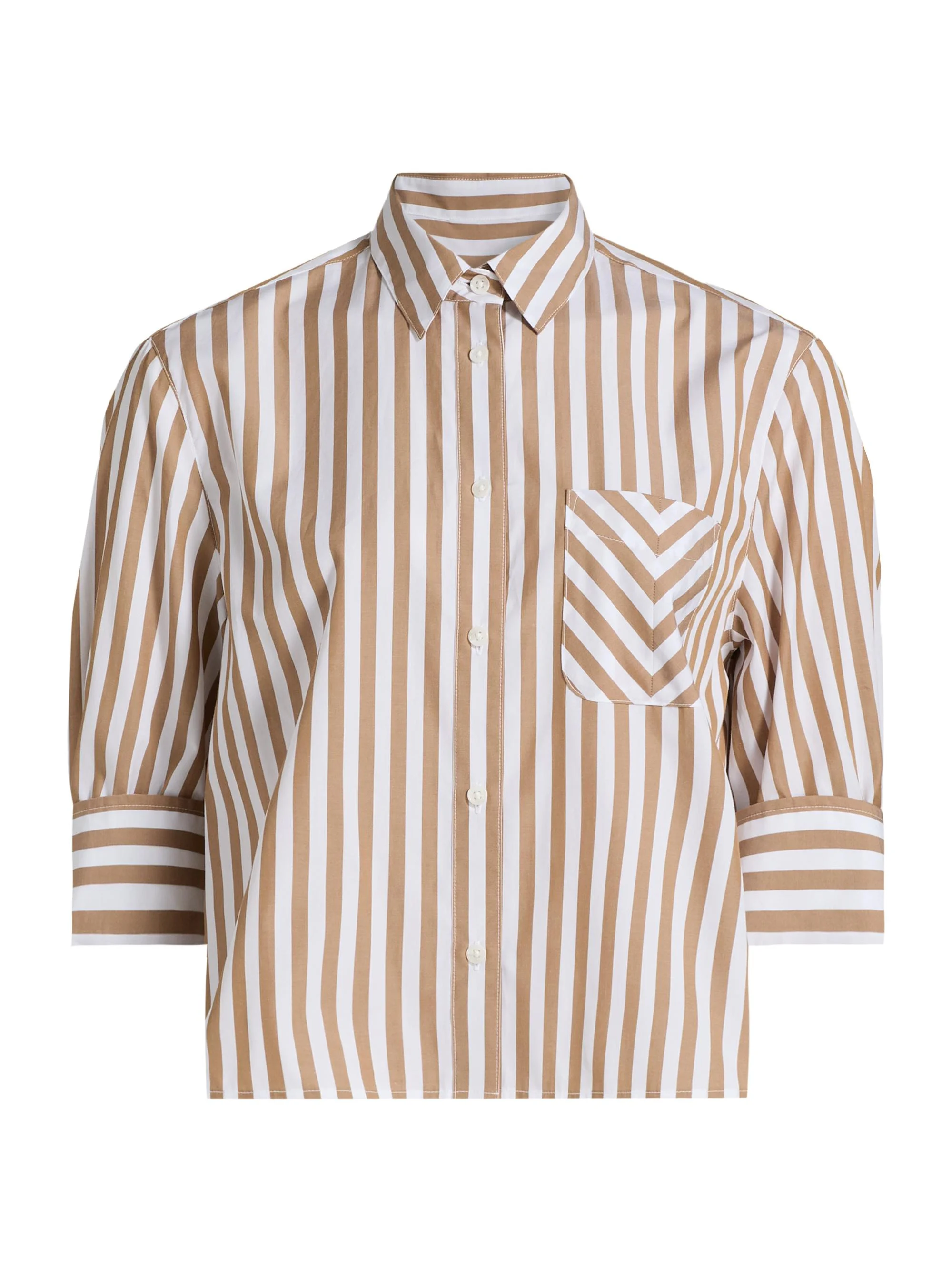 Women's Lucia Striped Poplin Button-Front Shirt - Brown Stripe - 1