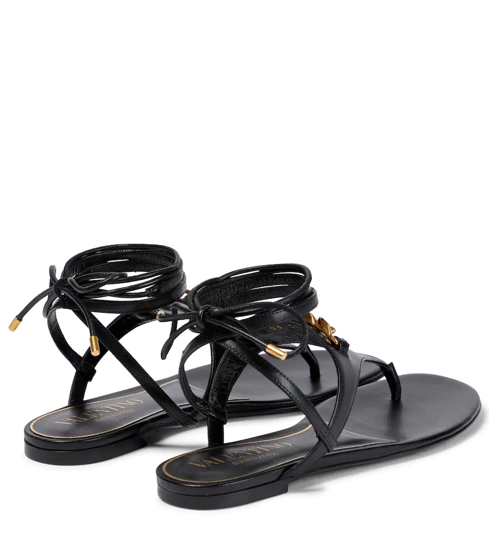 VLogo Chain leather thong sandals - 3