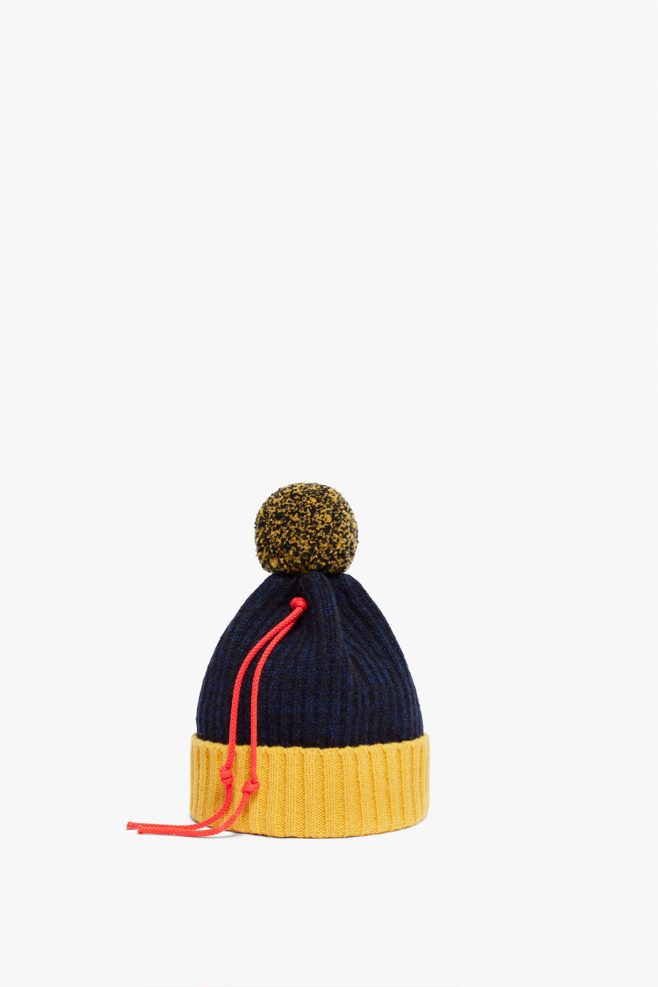 Pom Pom Hat in Navy & Yellow - 1