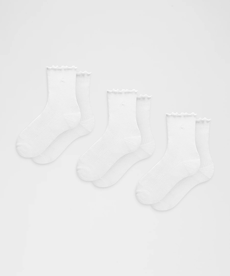 Unisex Lettuce Edge Quarter Socks *3 Pack 1