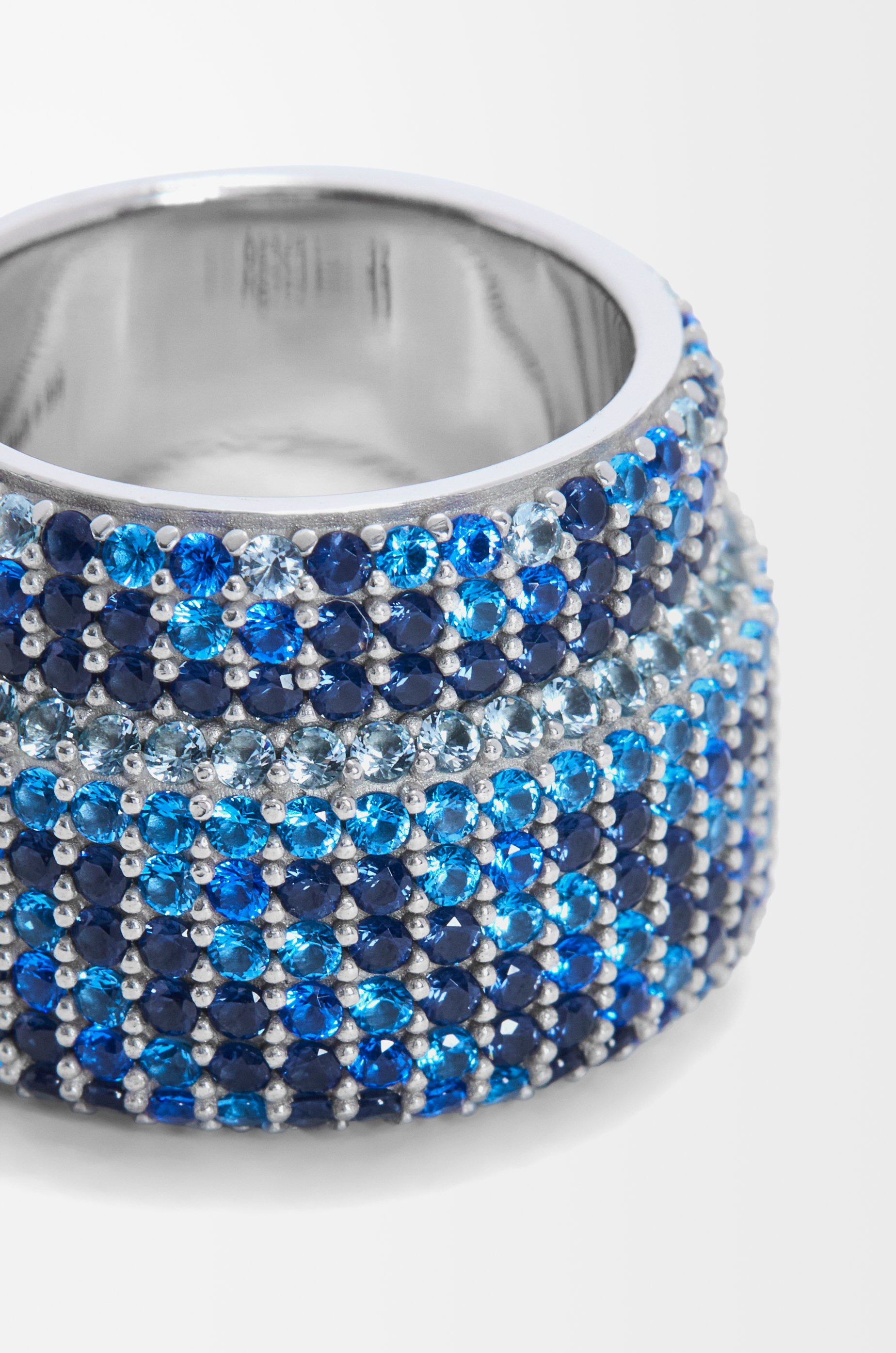 Large Pavé ring in sterling silver and crystals - 3