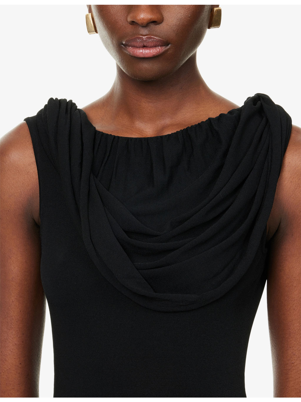 Cowl-Neck Sleeveless Knitted Maxi Dress - 5