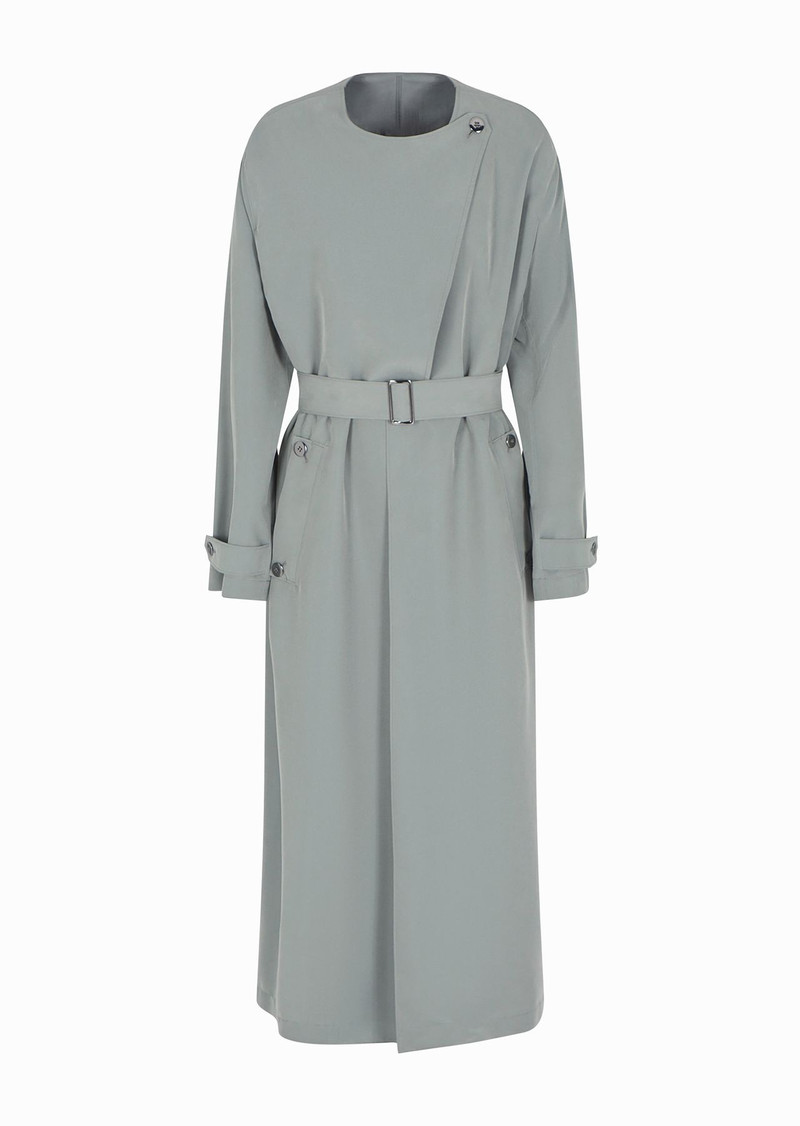 Belted cupro trench coat with wrap closure 1