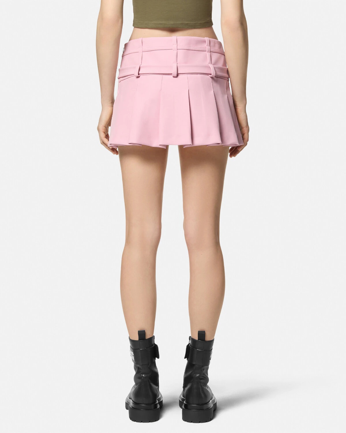 Baroque Buckle Pleated Mini Skirt - 5