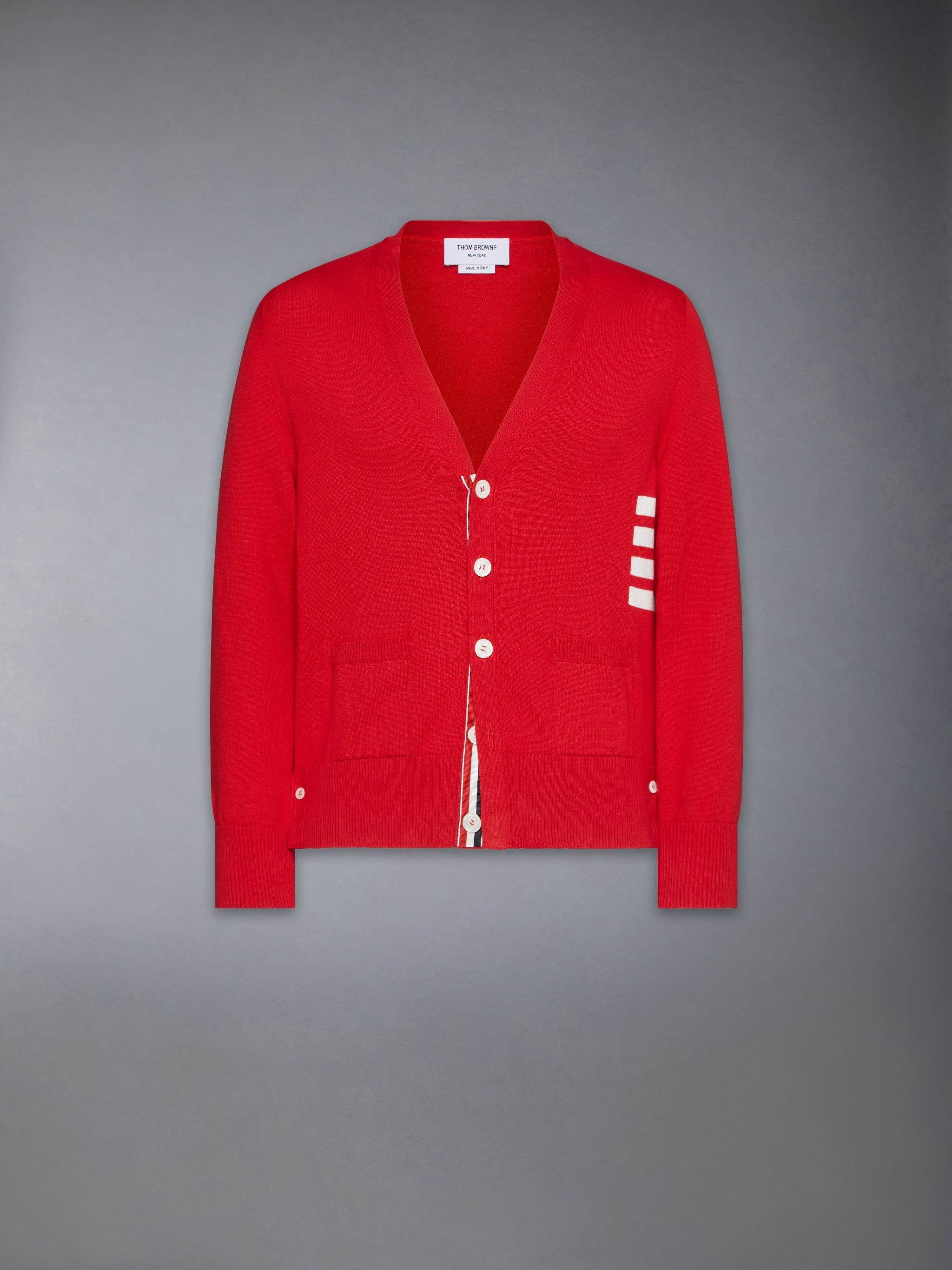 Cotton 4-Bar Relaxed Fit V Neck Cardigan - 6