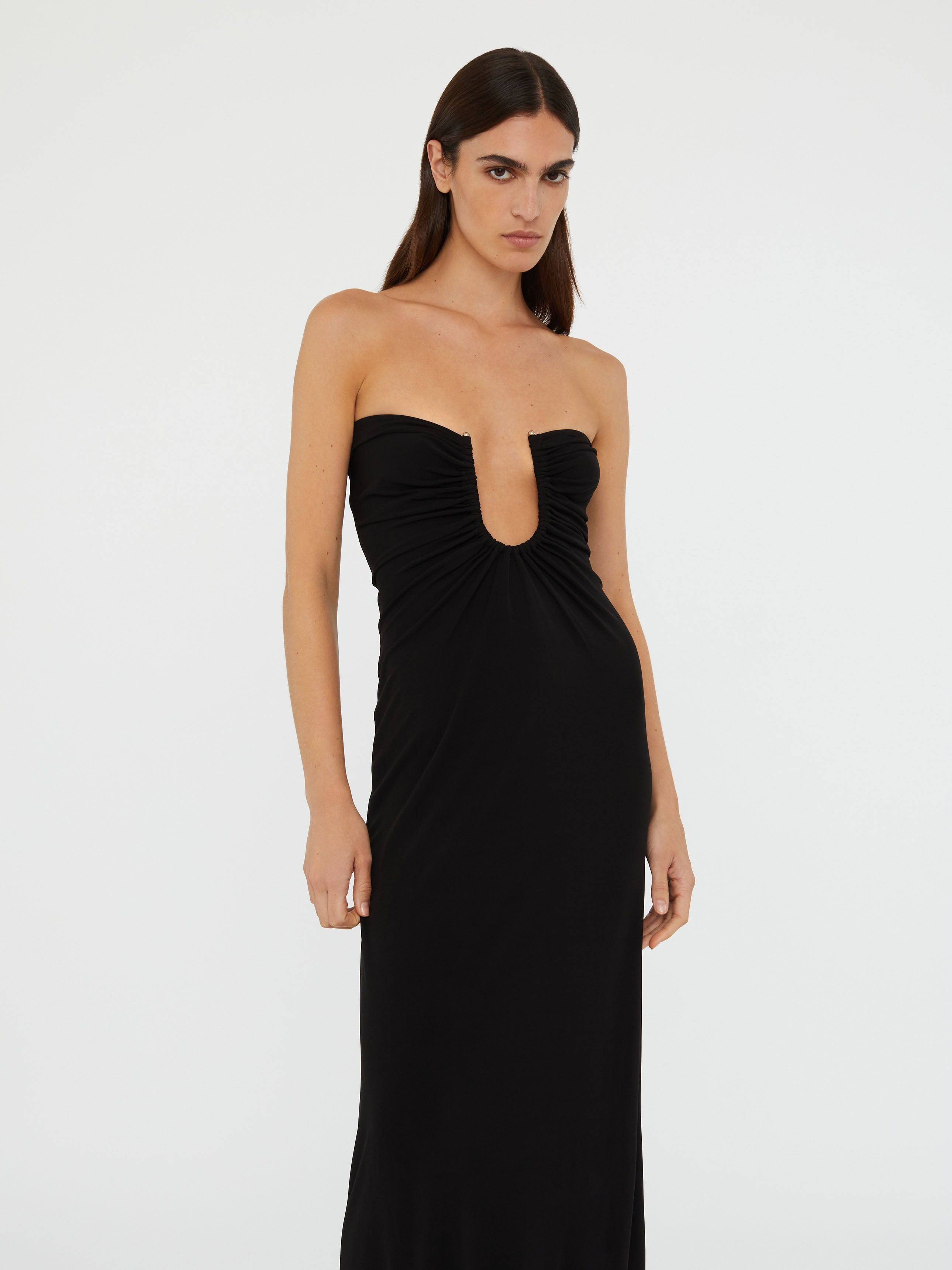 Arced Palm Strapless Dress - 4
