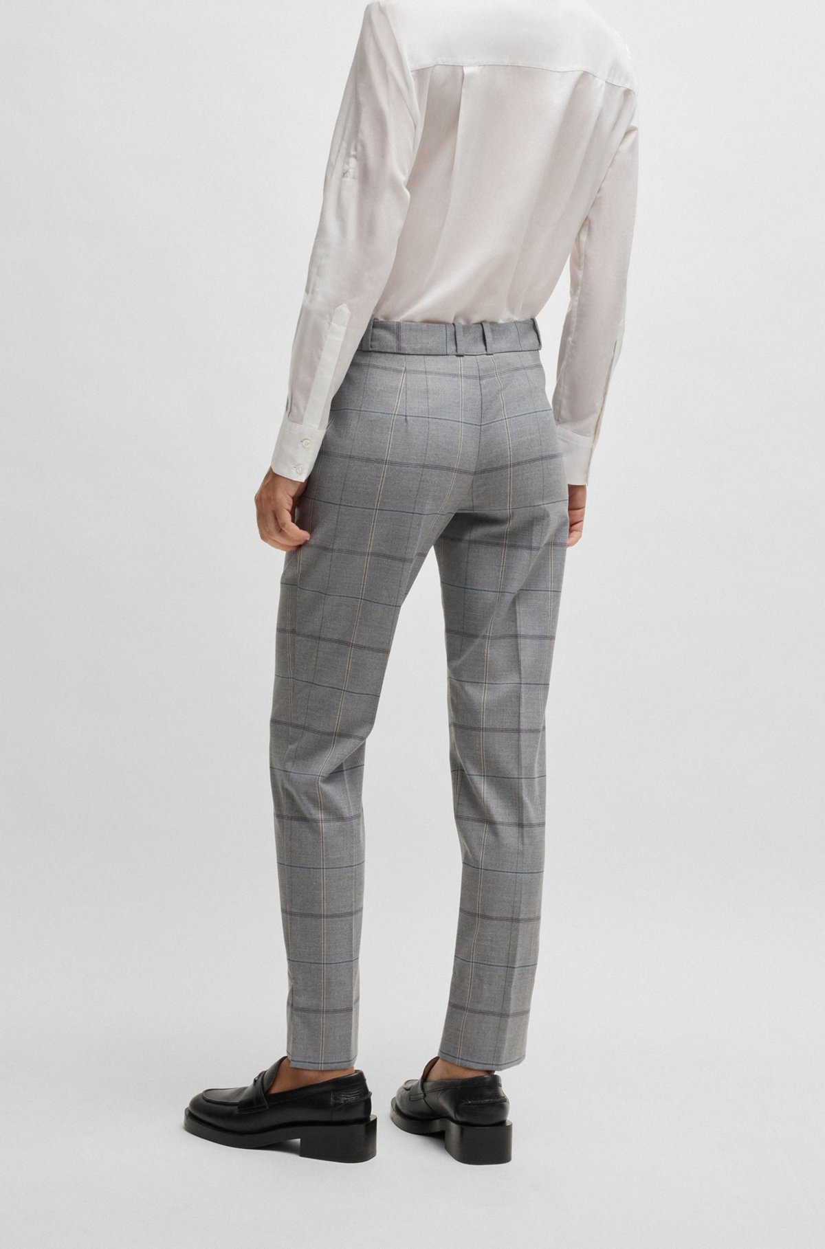 FORMAL TROUSERS IN CHECKED STRETCH FABRIC - 4