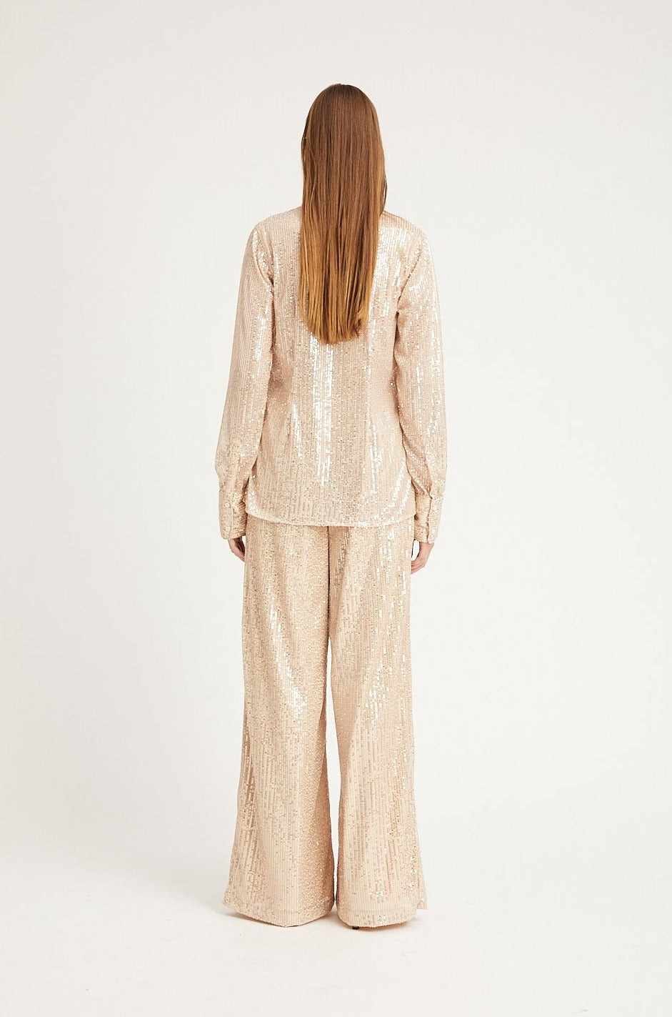 OFF WHITE SEQUIN FITTED BUTTON DOWN - 4