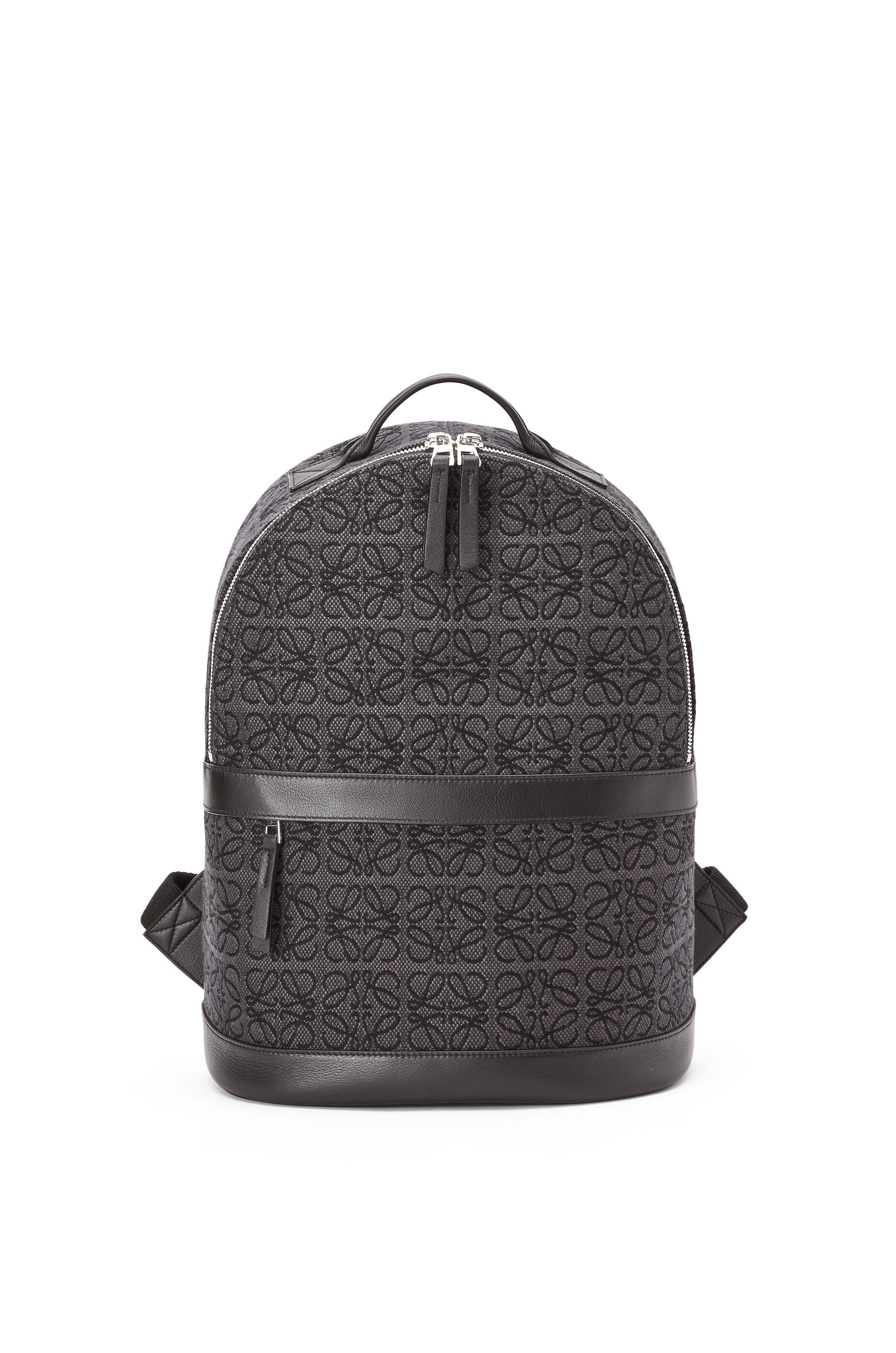 Round Backpack in Anagram jacquard and calfskin - 1