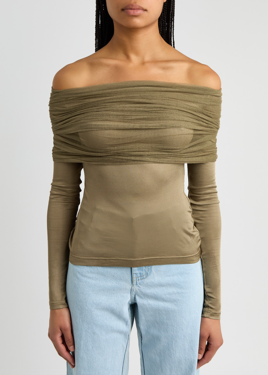 Christopher Esber Sonora Veiled Off-the-shoulder Stretch-jersey top - 2