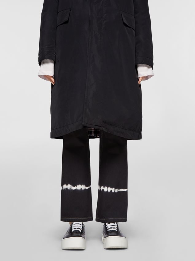 MICRO FAILLE LONG DOWN PARKA WITH REMOVABLE LEATHER BELT - 5