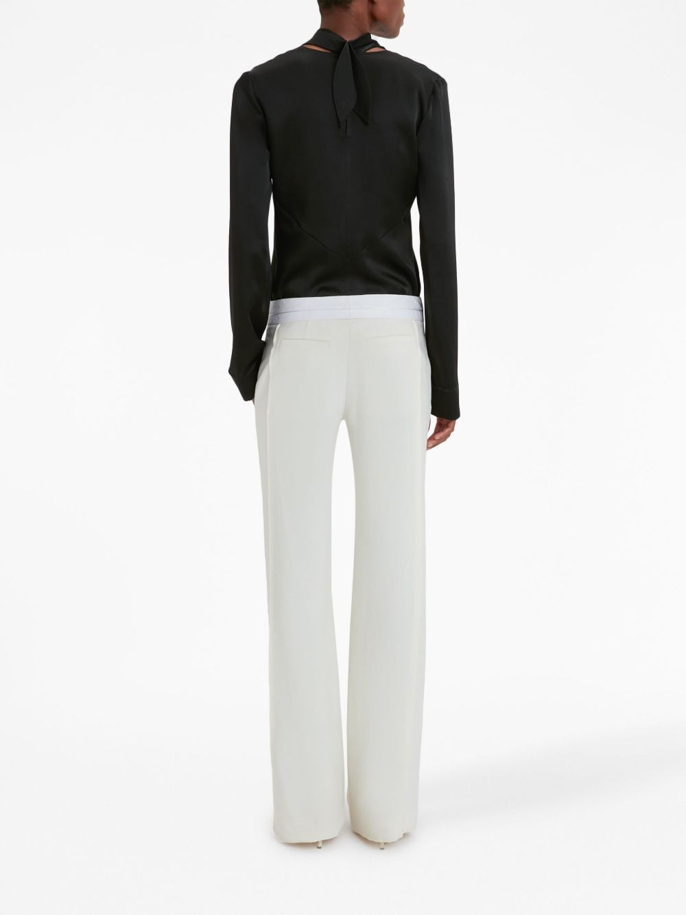 panel-detail textured trousers - 4