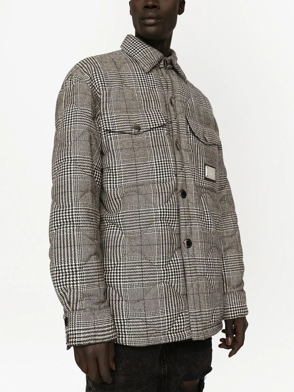 check-print padded jacket - 5