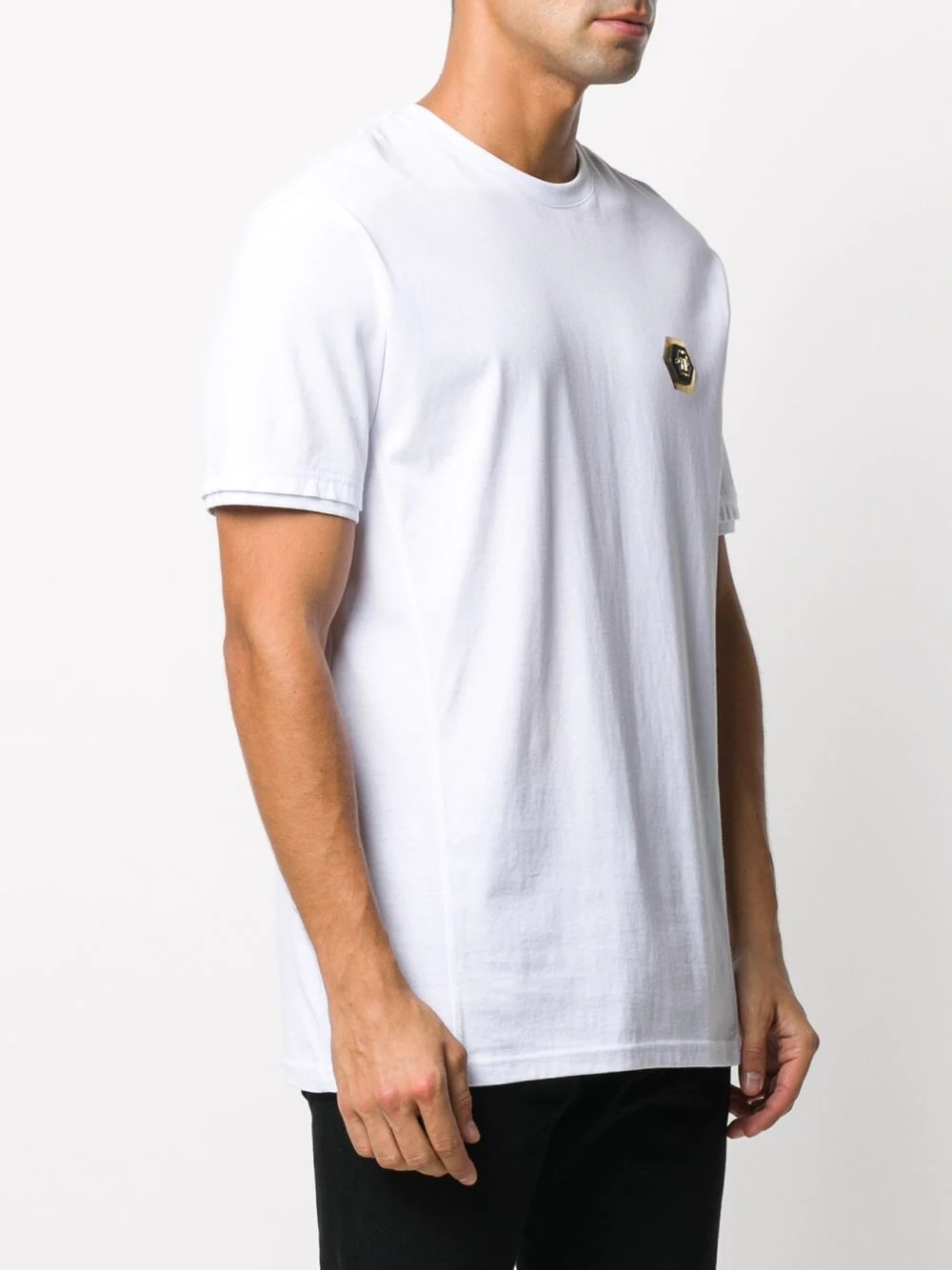 logo patch round neck T-shirt - 3