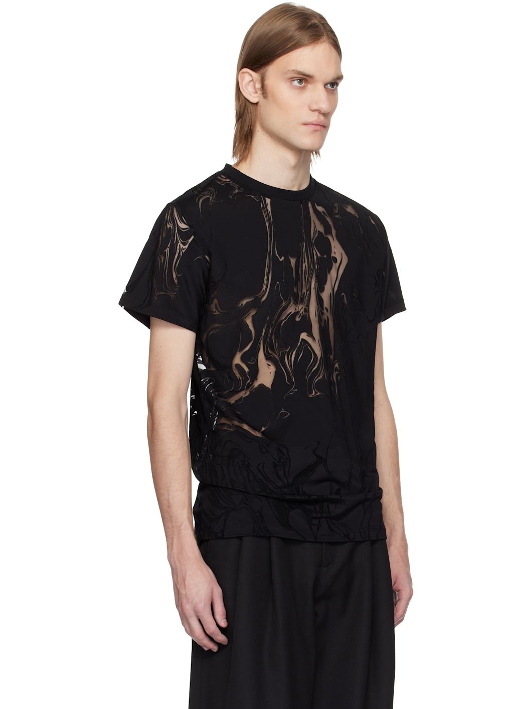 Black Marbled Jersey T-shirt - 2