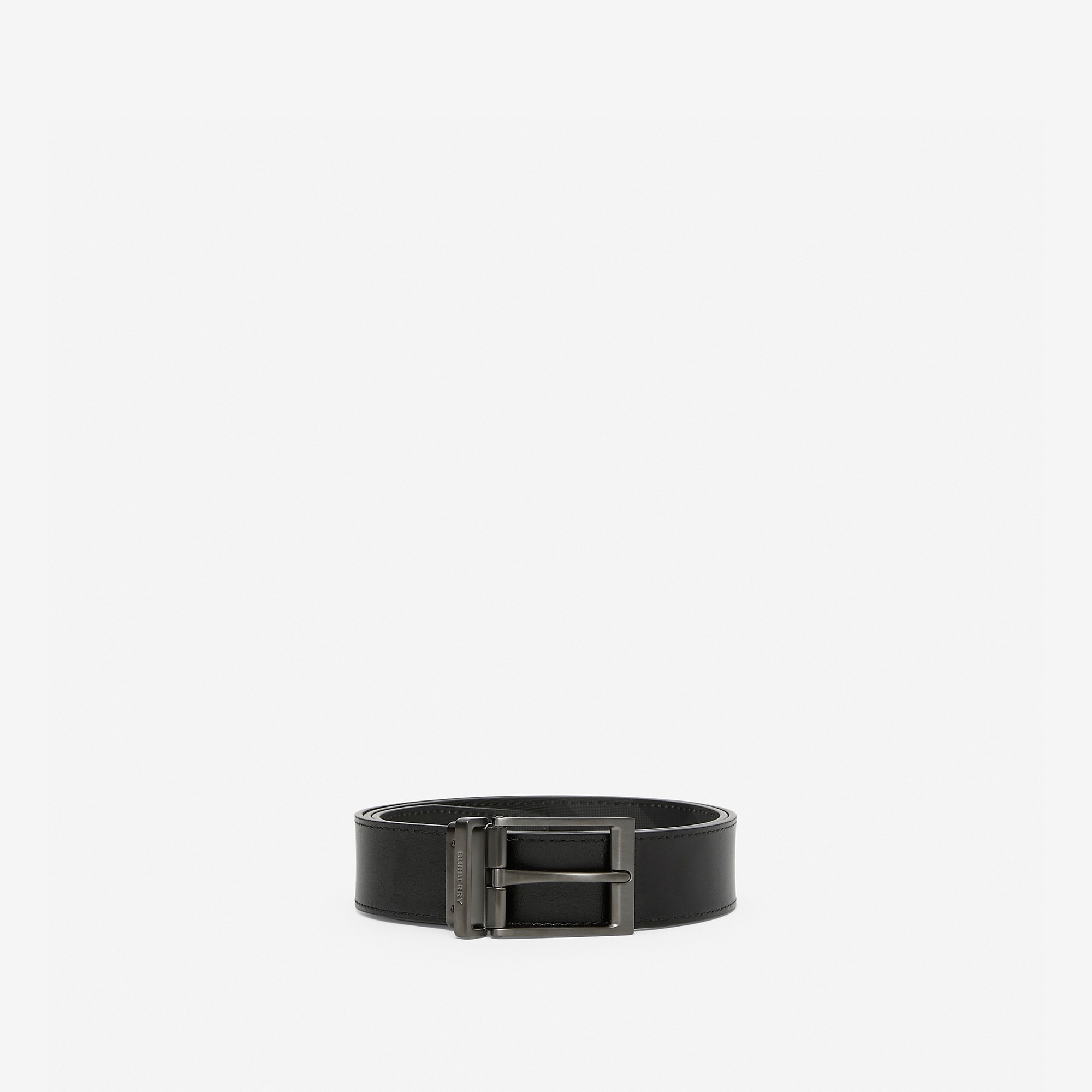 Reversible Charcoal Check and Leather Belt - 3