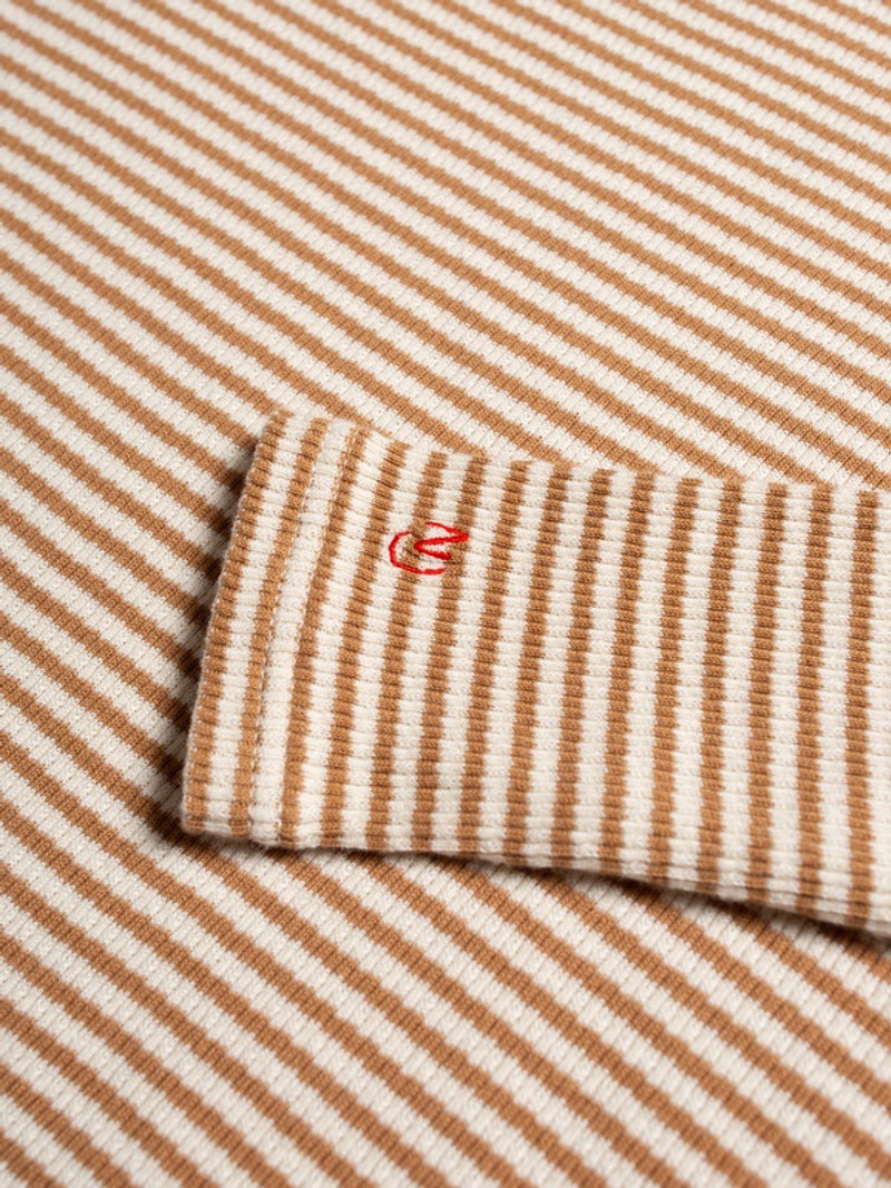 Jessy Striped Rib LS T-Shirt Brown/Offwhite Multi 3