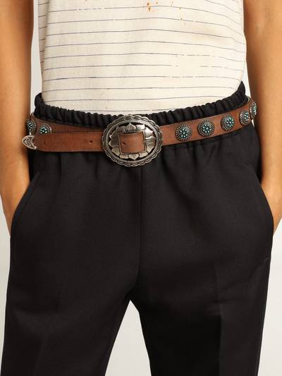 Golden Goose Women's belt in dark brown leather with silver studs outlook