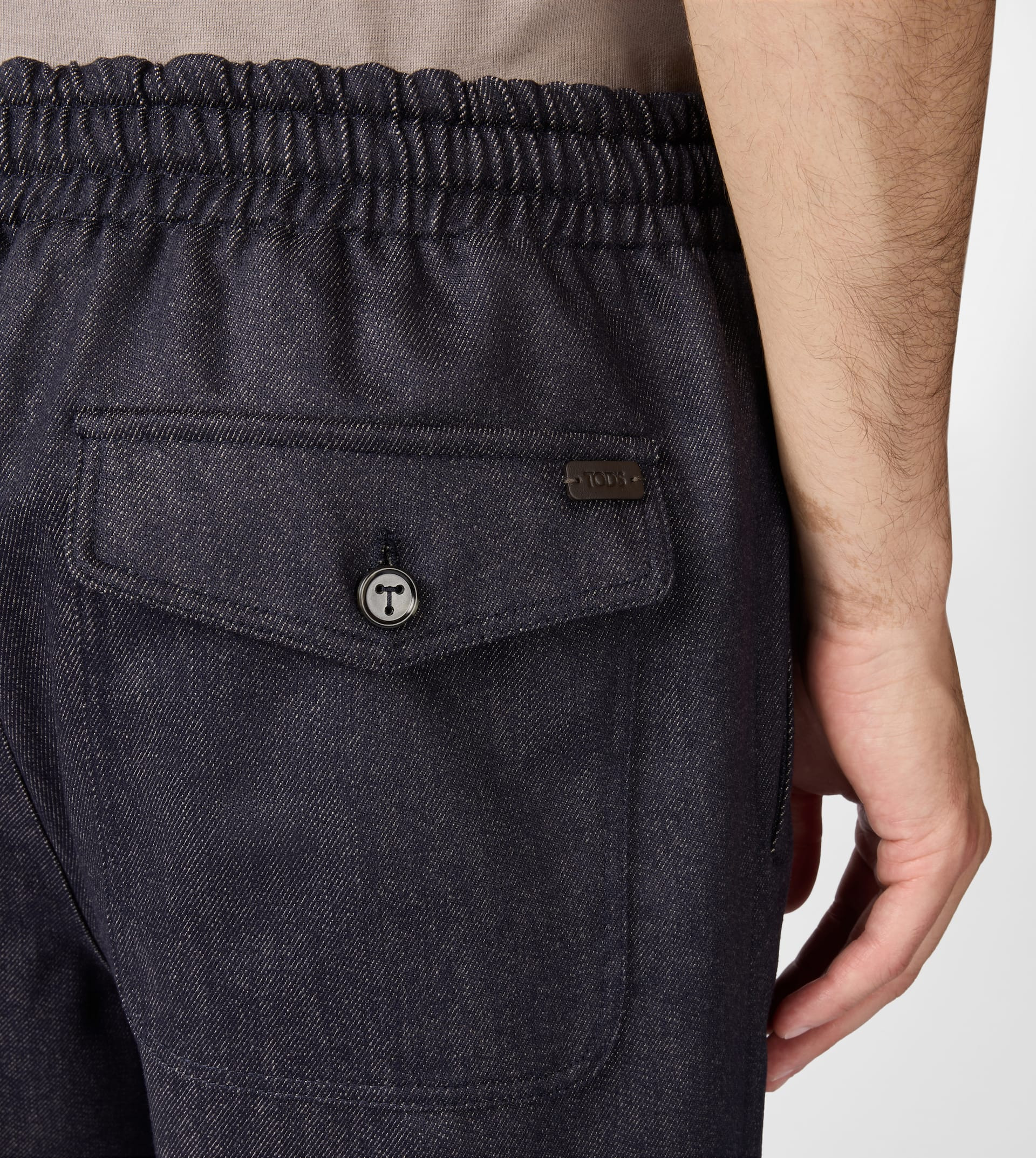 PANTS IN WOOL DENIM WITH DRAWSTRING - BLUE - 5