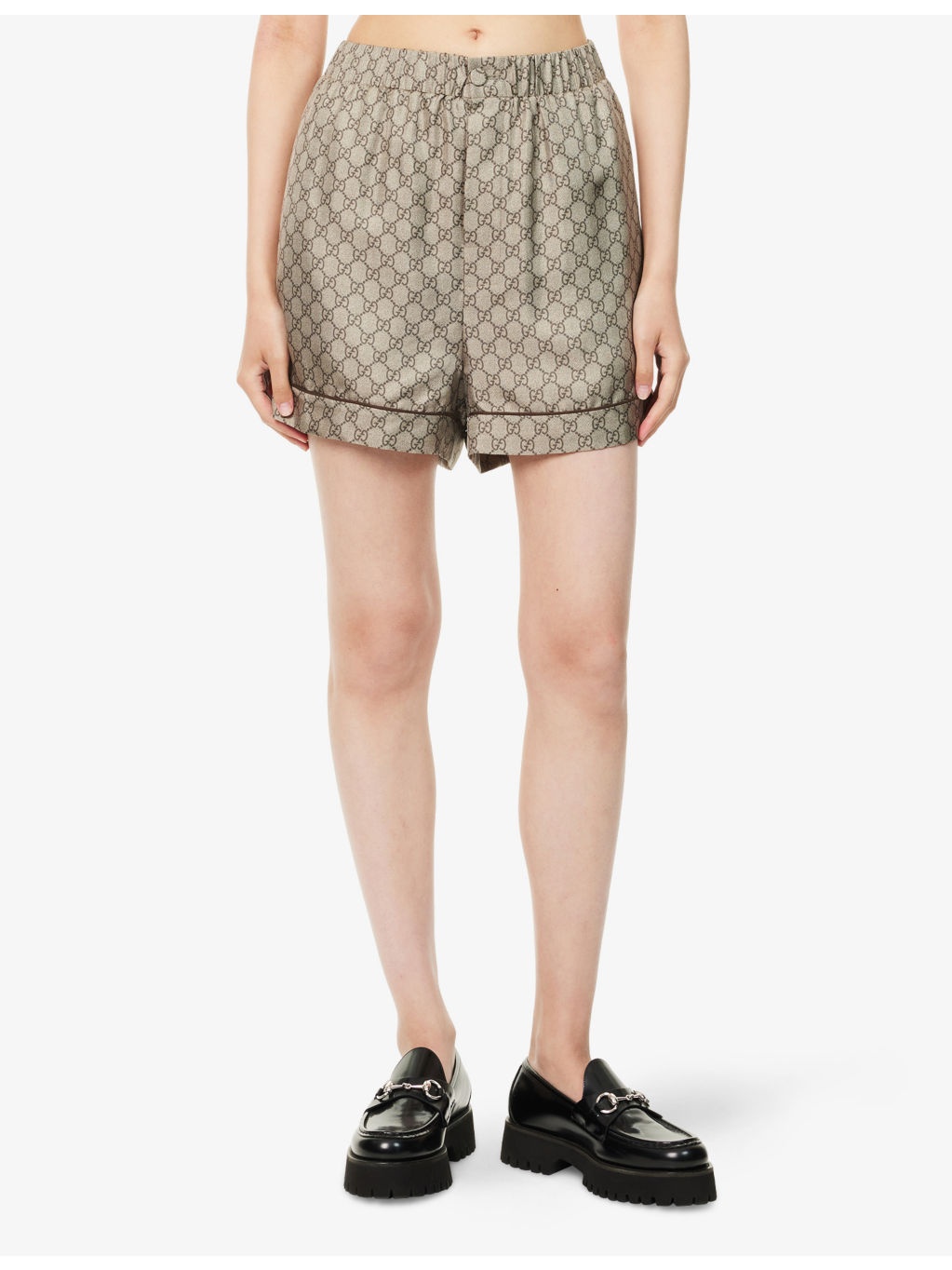 Monogram Relaxed-Fit Silk Shorts - 3