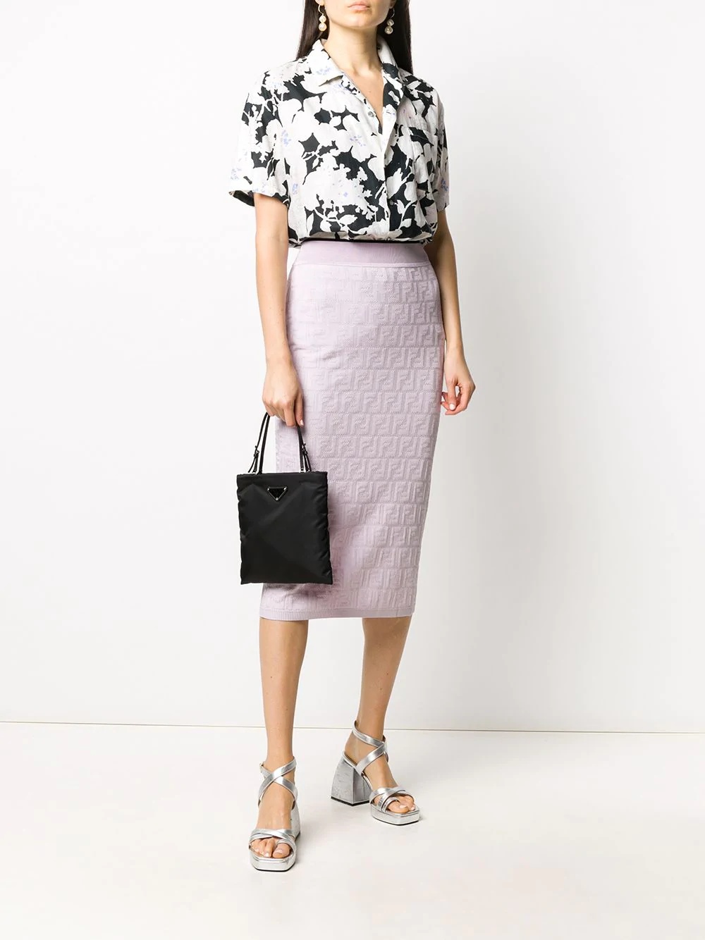 monogram pattern knitted skirt - 2